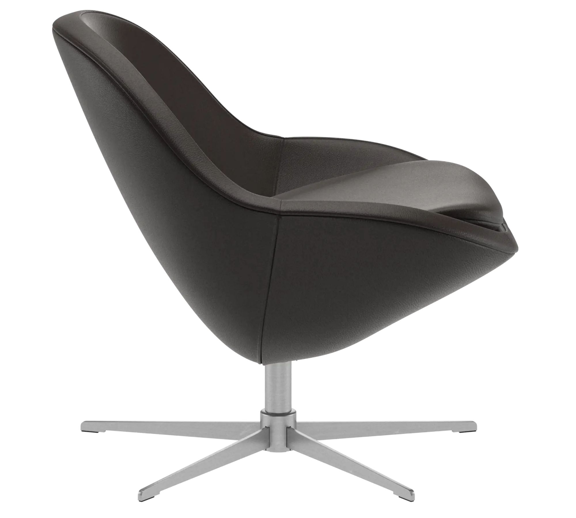 Veneto Armchair Swivel Leather Steel Tobacco Brown