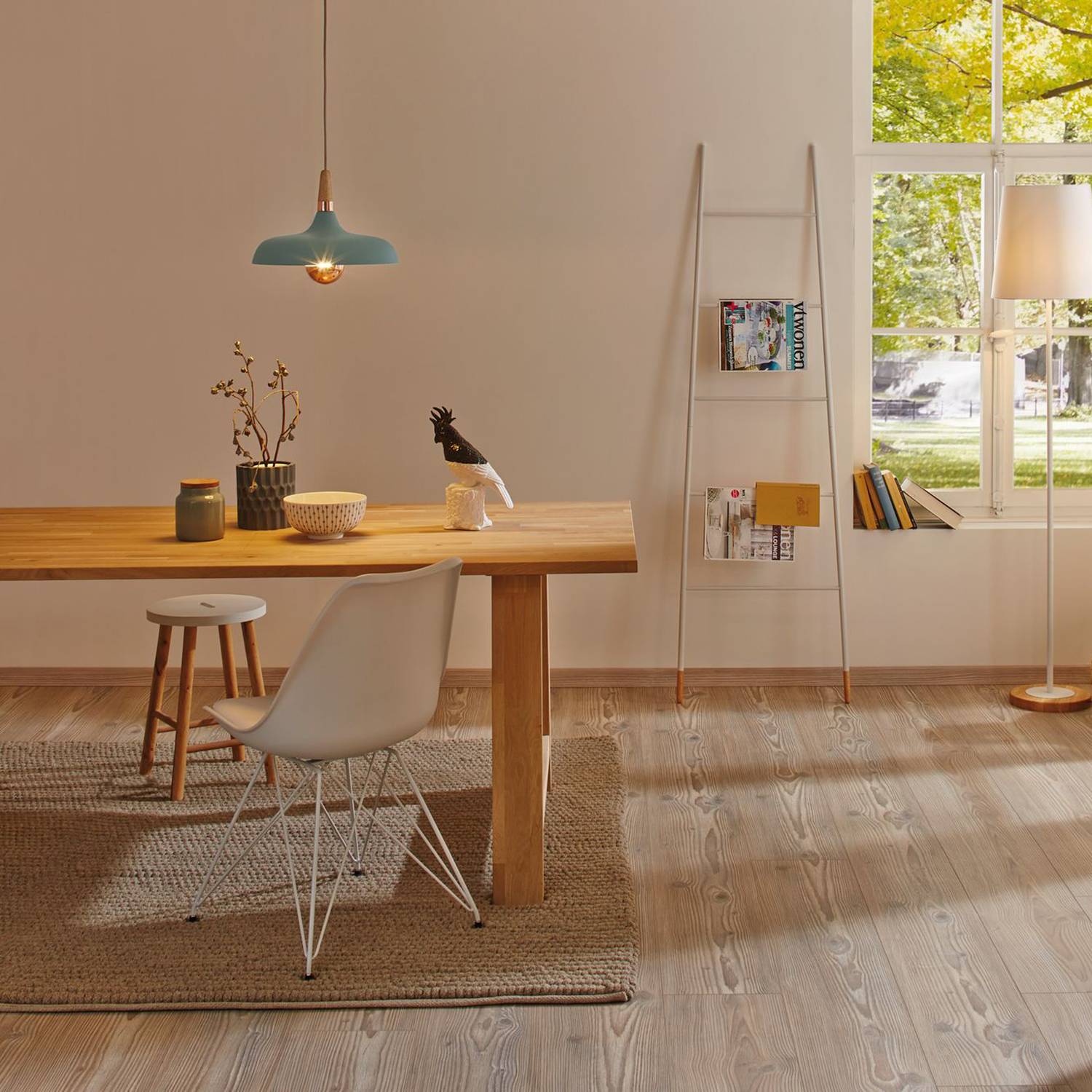 Pendant lamp Juna III Rubber tree Solid stainless steel