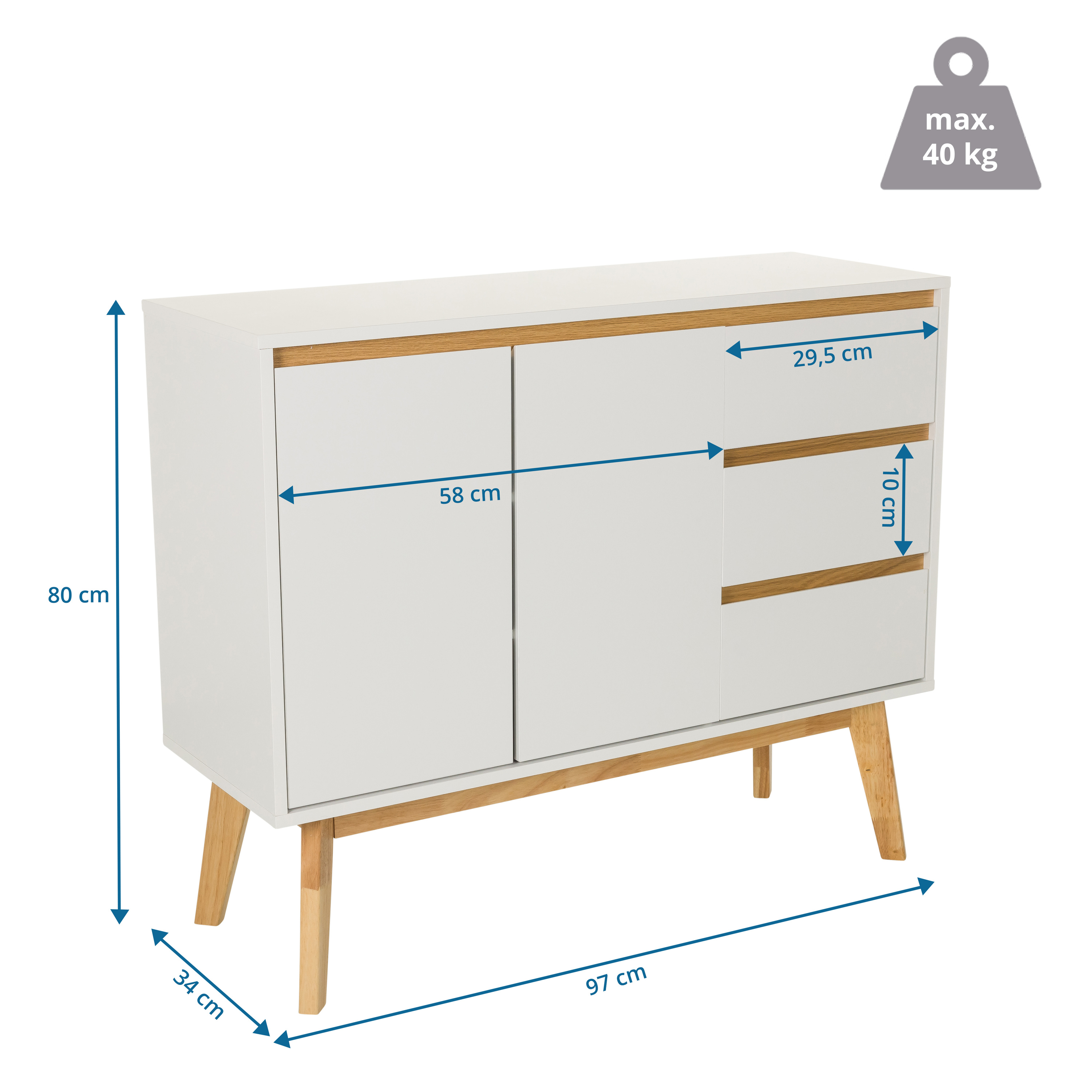Tarolo I Cassettiera con 3 cassetti Bianco