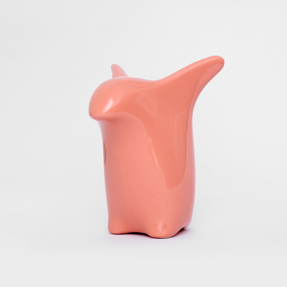 Curious Penguin Decorative Figure Porcelain Salmon Pink