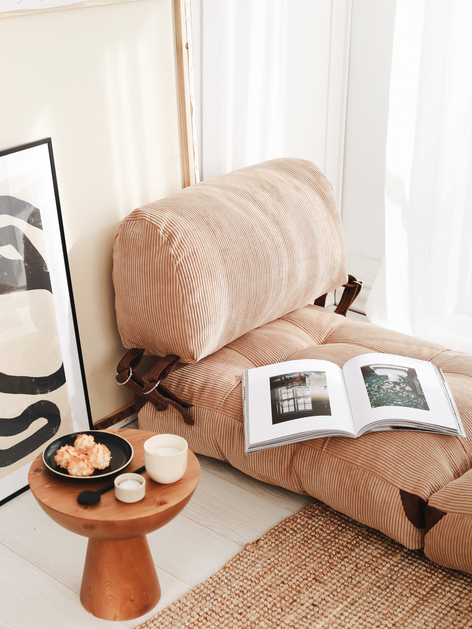 Fold Velvet Armchair Sofa Bed 1-Seater Camel