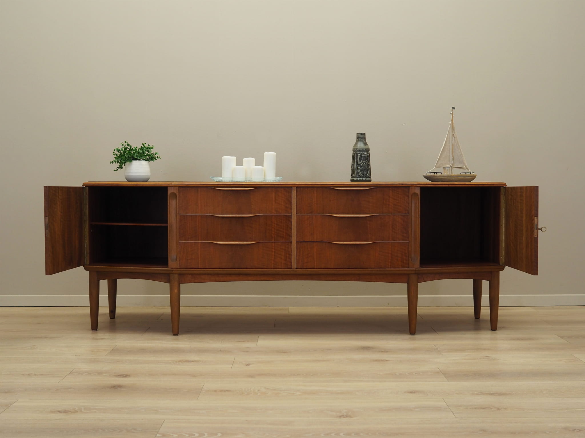 Vintage Sideboard Walnut Wood Brown 1960s