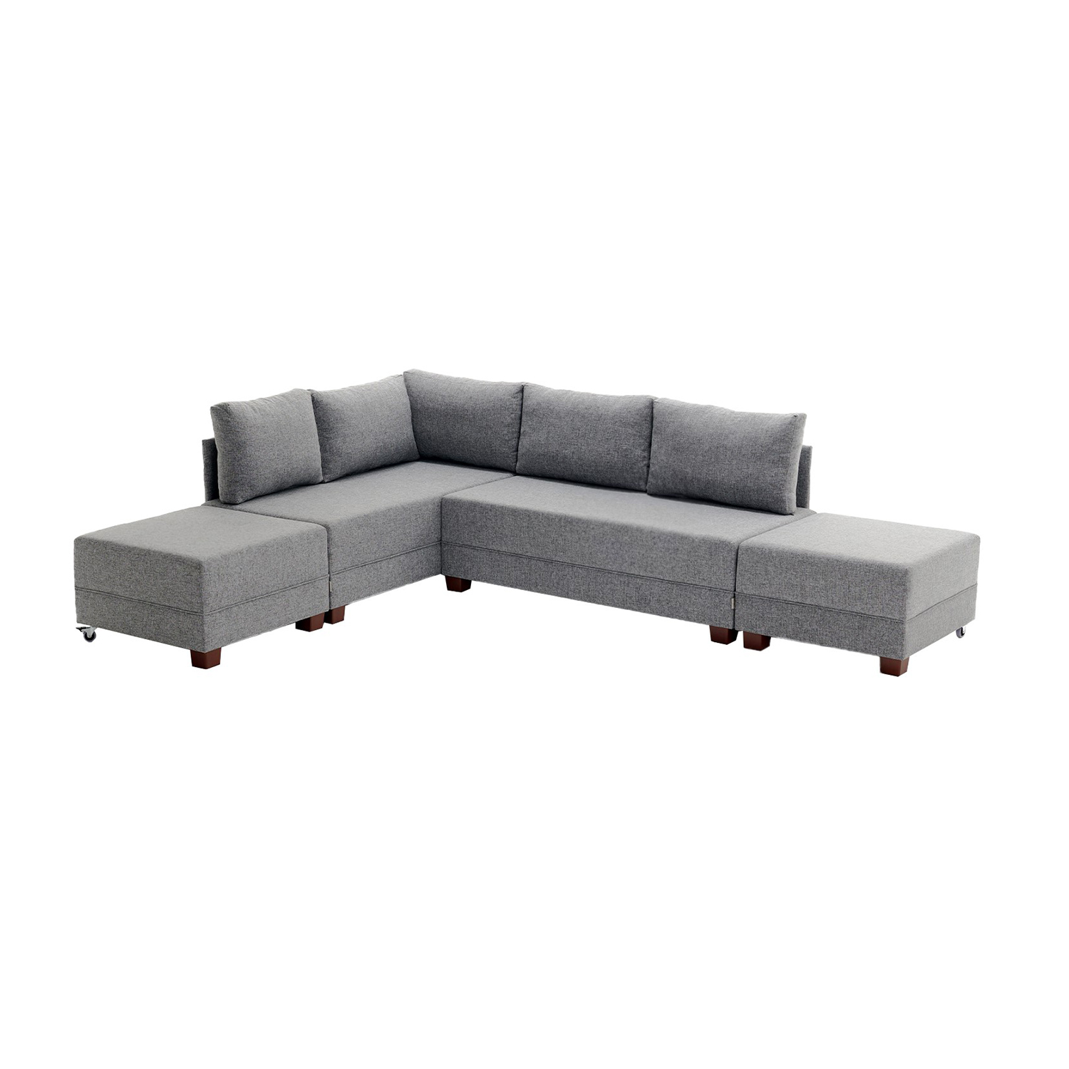 Schlafsofa Récamiere Links Polyester Holz Grau