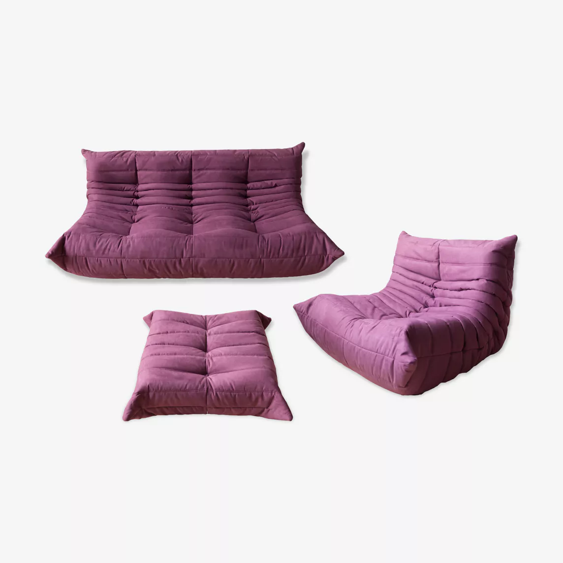 Togo Lounge Set 3-tlg. Textil Aubergine