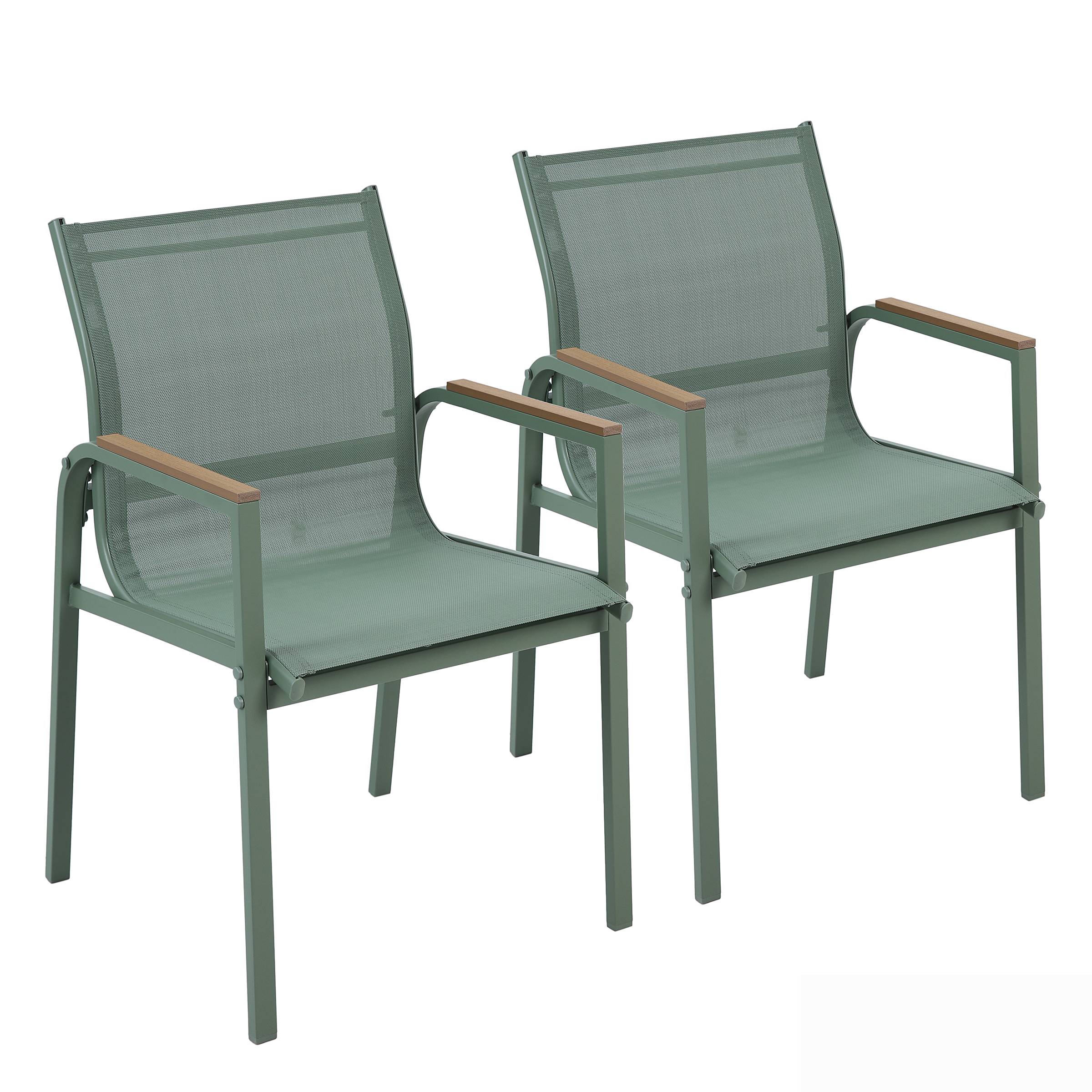 Garden Chair Alora Set of 2 Steel Olefin Green
