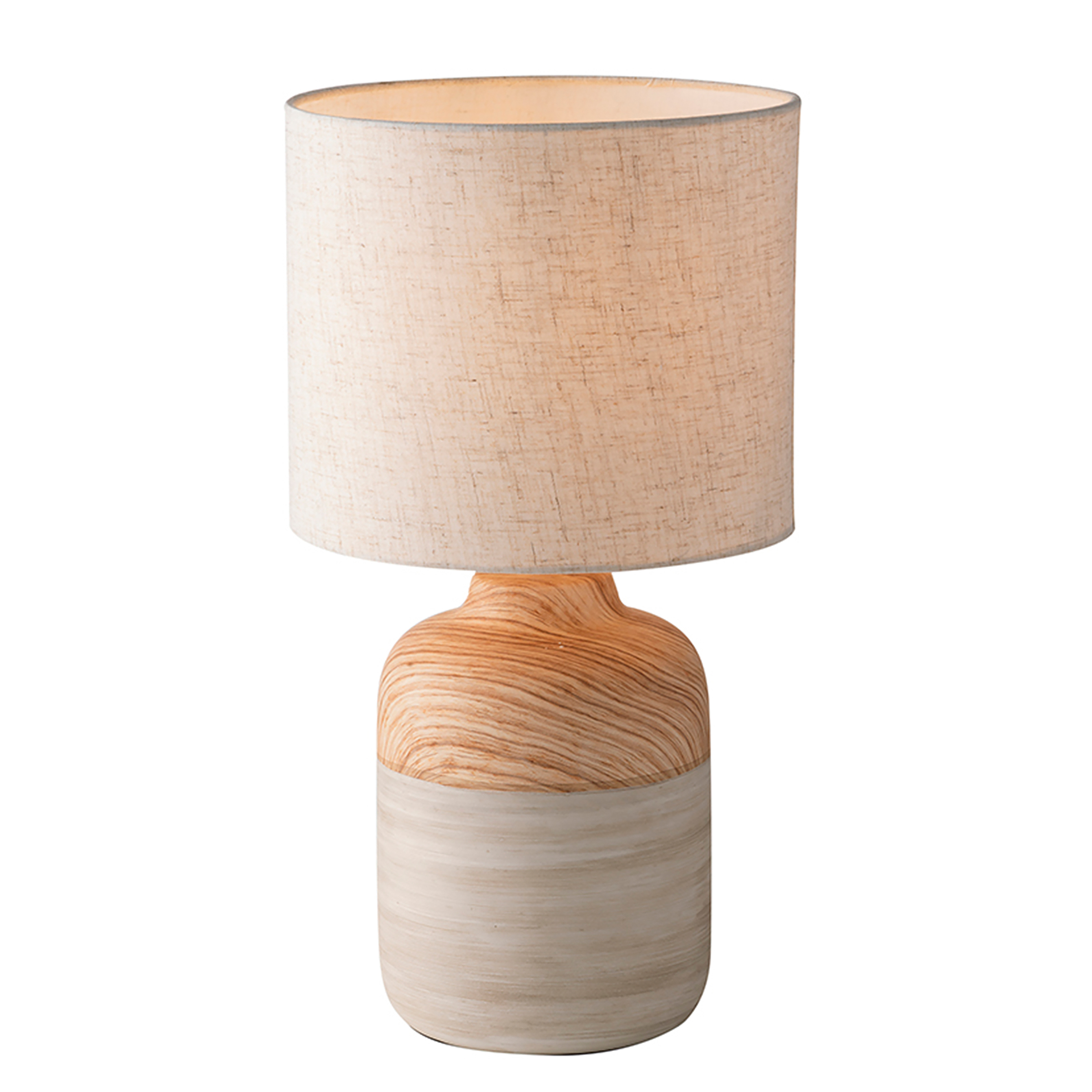 Woody Tischleuchte 1-flammig Baumwollstoff Keramik 