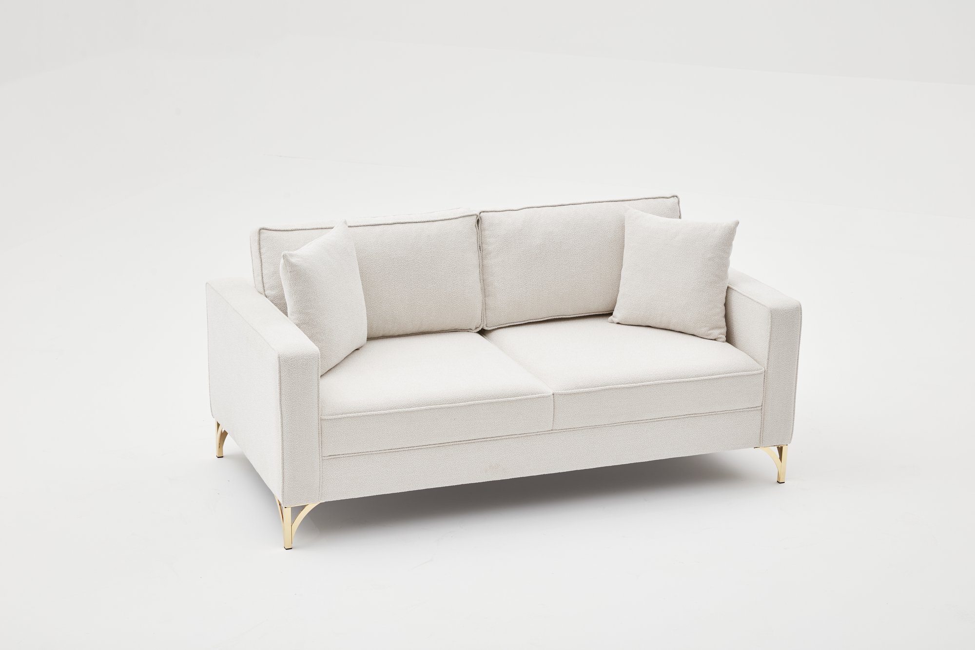 Lima Sofa 2-Sitzer Creme mit goldenen Beinen