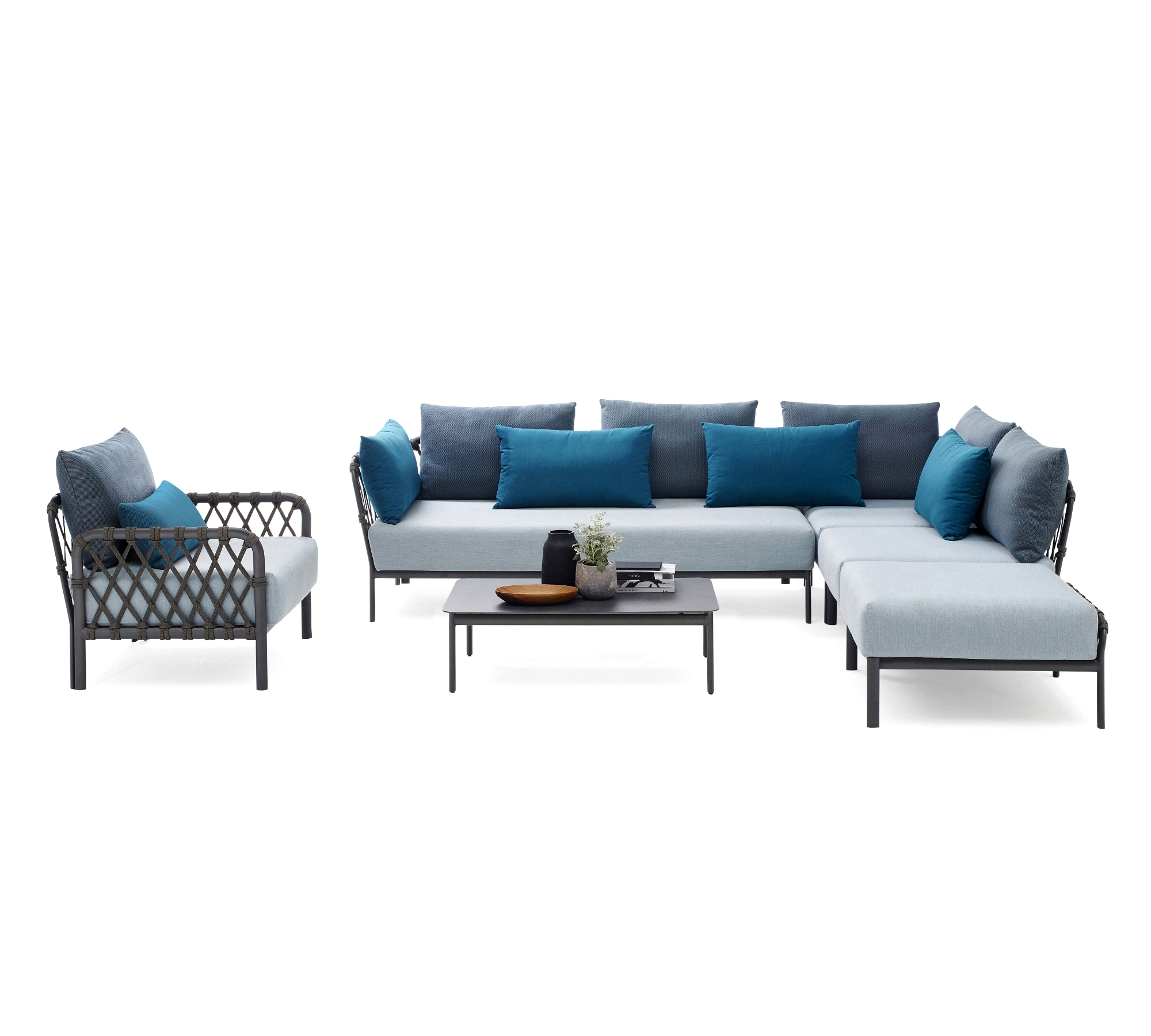 Caro Garten Lounge-Set Anthrazit Blau