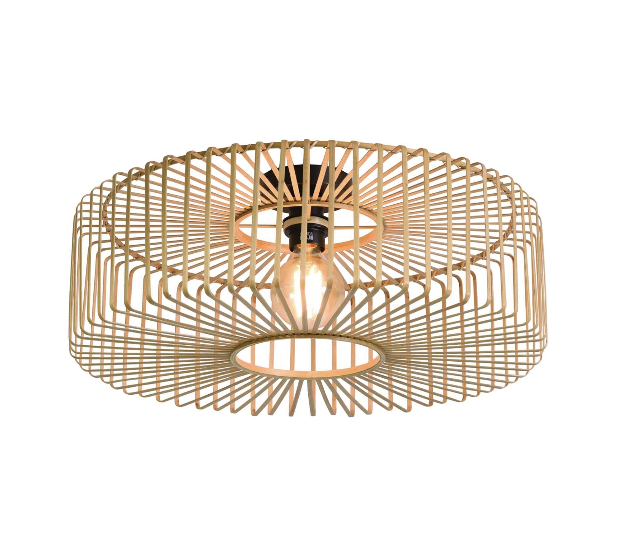 1-Flammige Deckenleuchte Massivholz Bambus Eisen