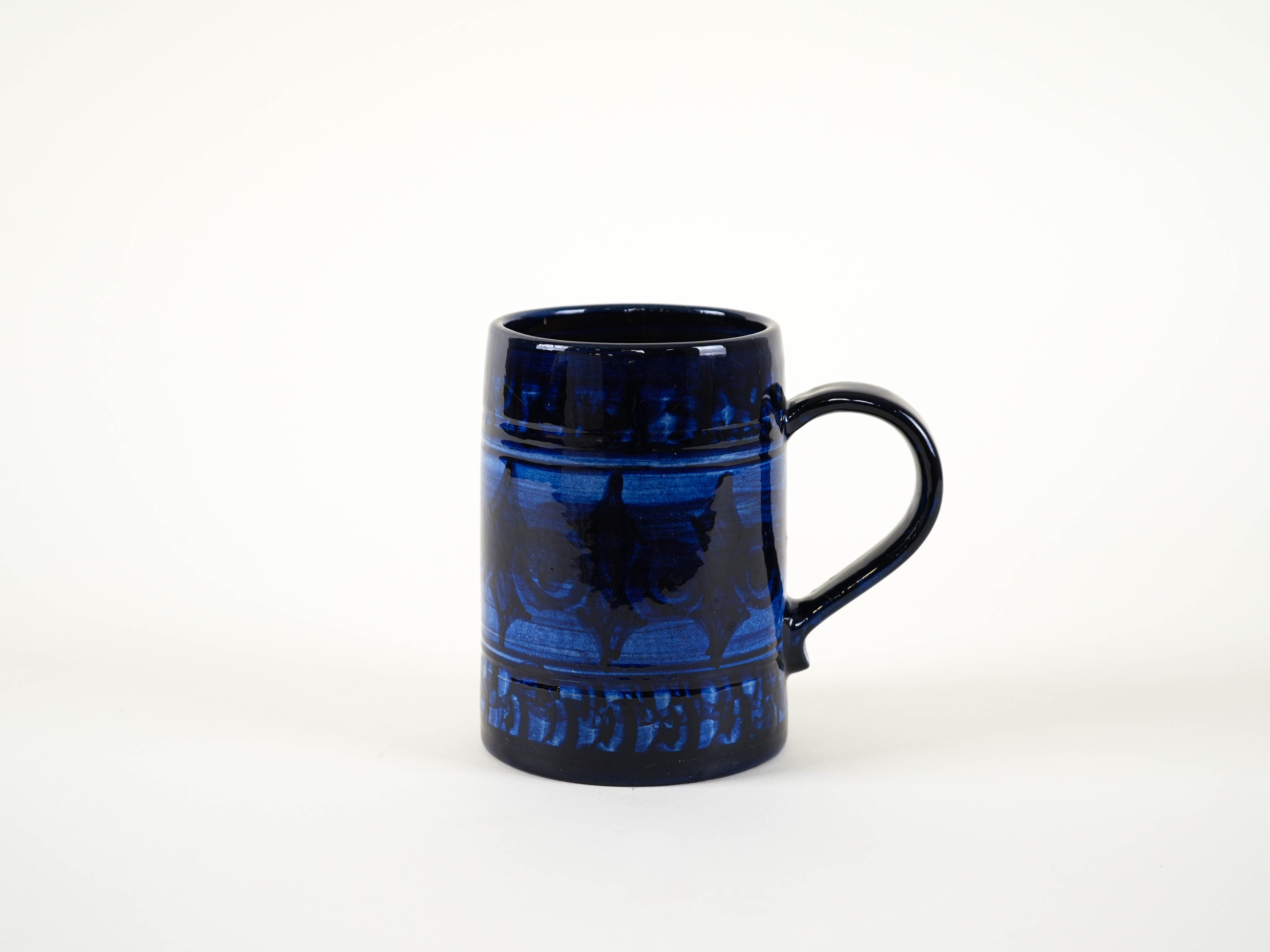 Dark blue ceramic pitcher 1970s