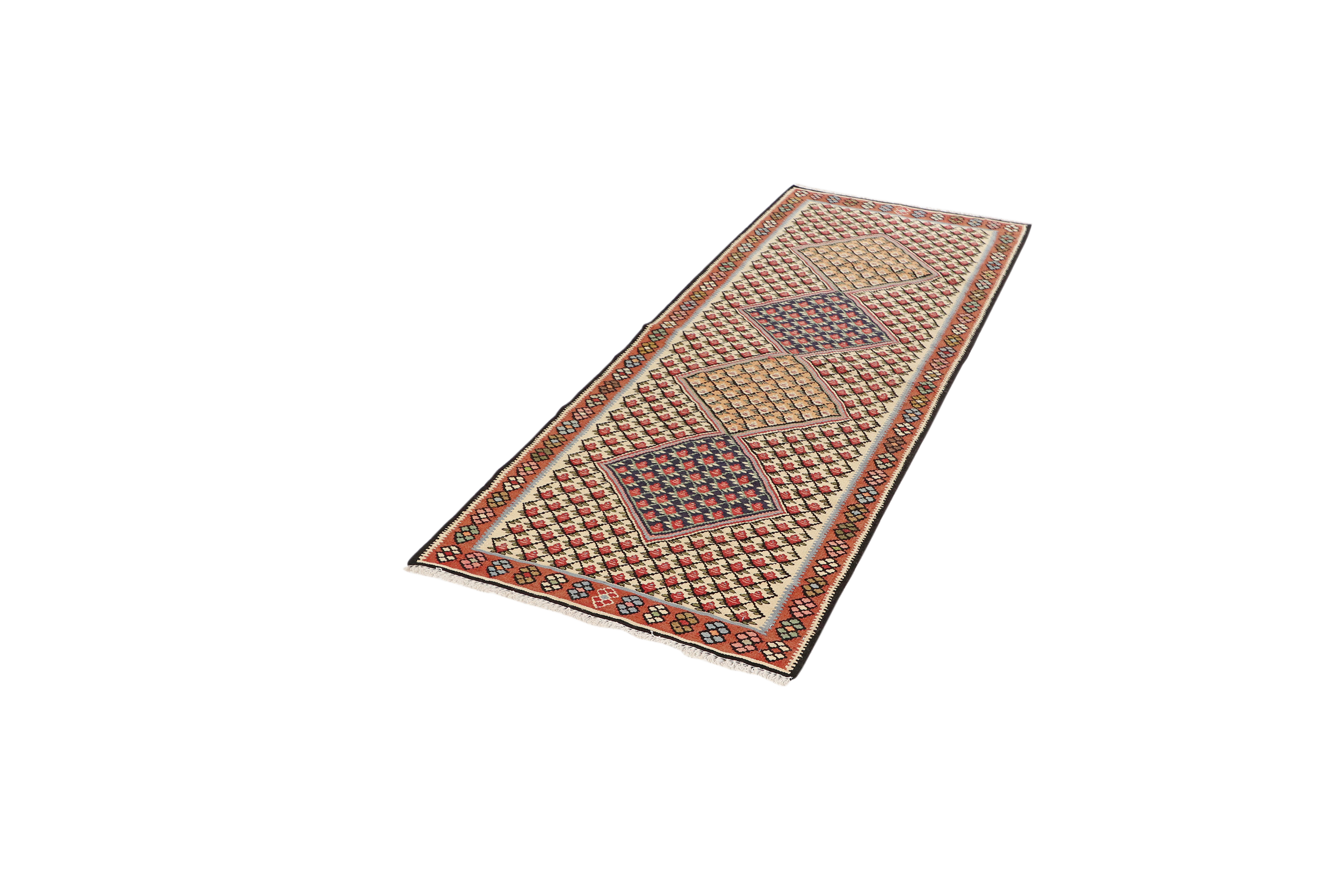 Kilim Senneh Teppich Braun