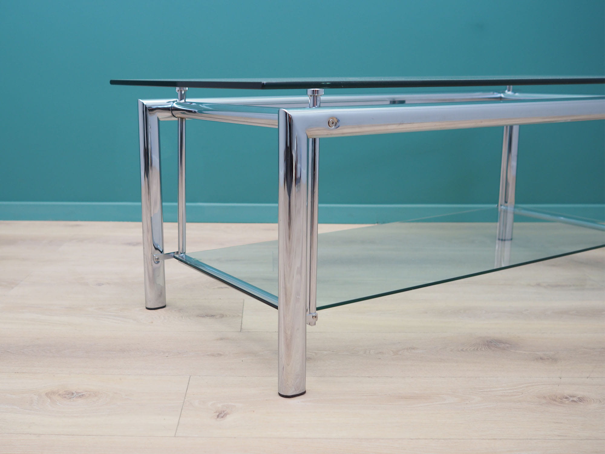 Vintage Coffee Table Glass Metal Transparent 1970s