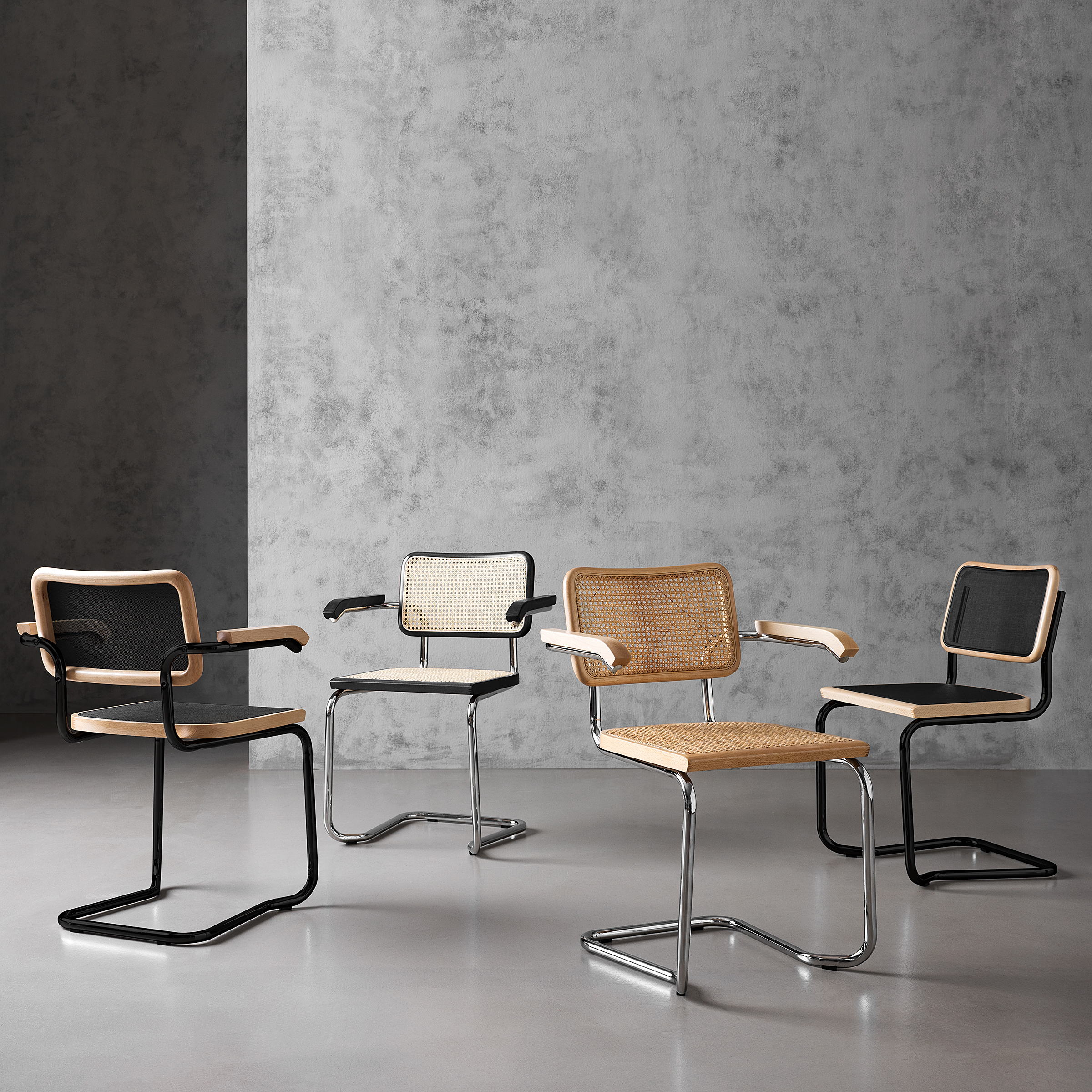 Holm Armchair Set of 2 Mesh Beech Black