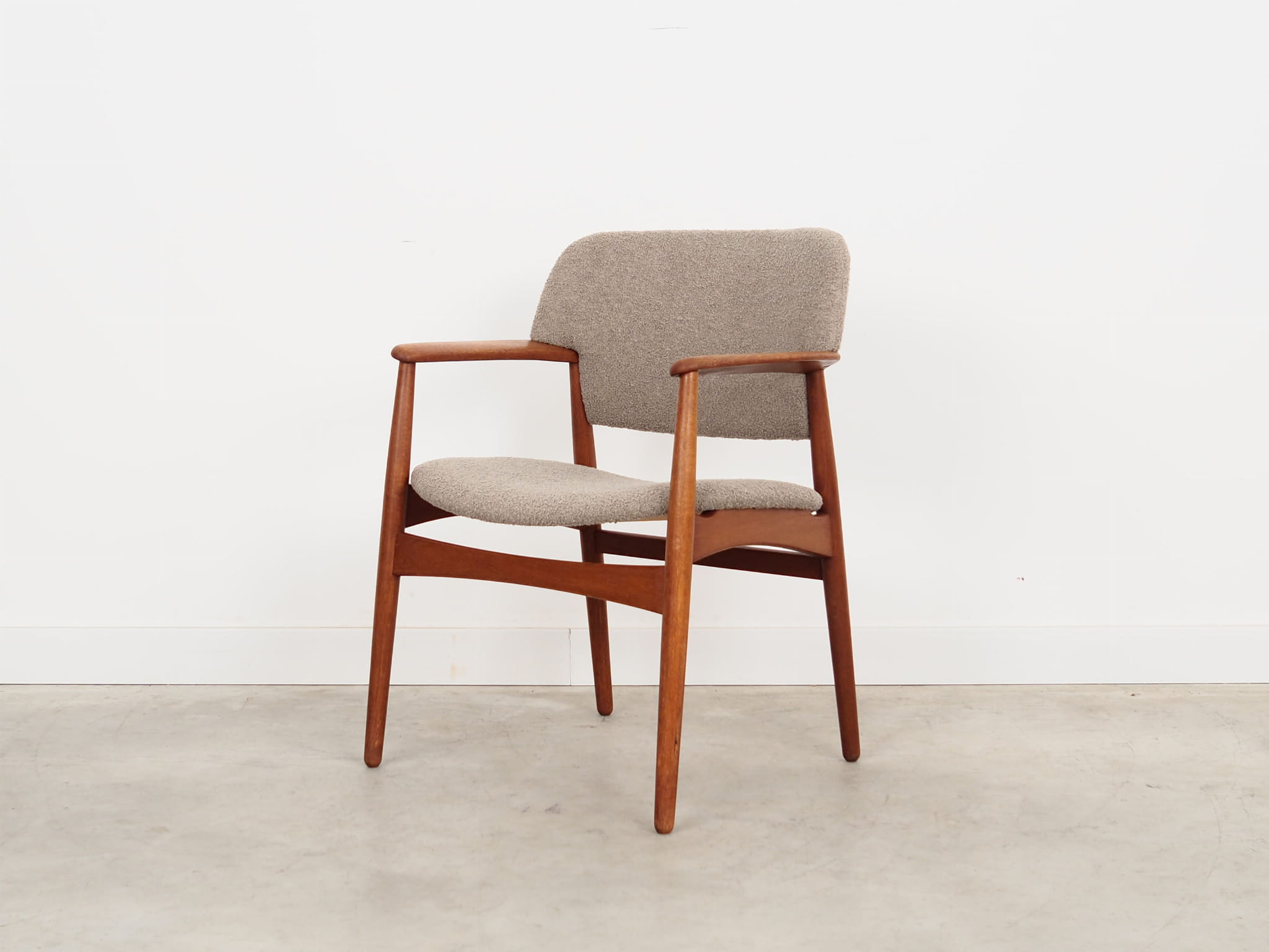 Vintage Chair Teak Wood Textile Grey 1960s