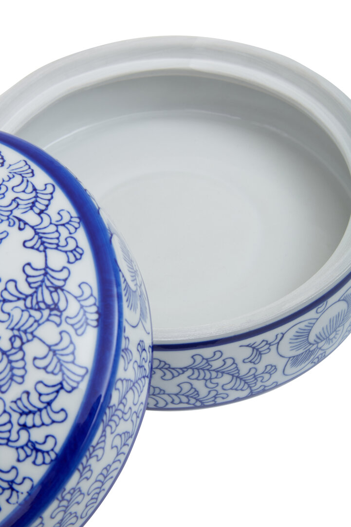 Jewelry box ceramic blue white