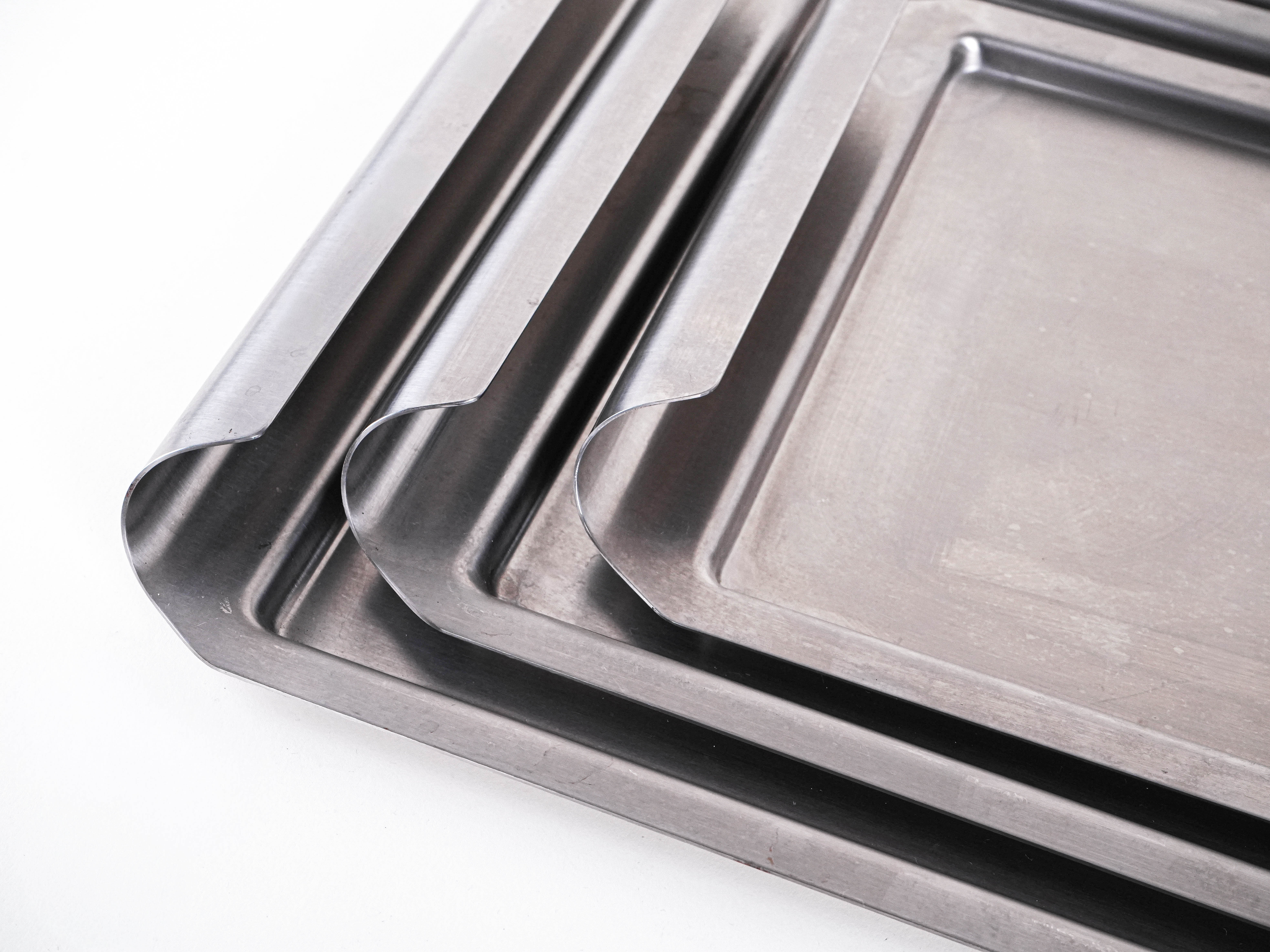 Set of 2 Stainless Steel Trays 1970s