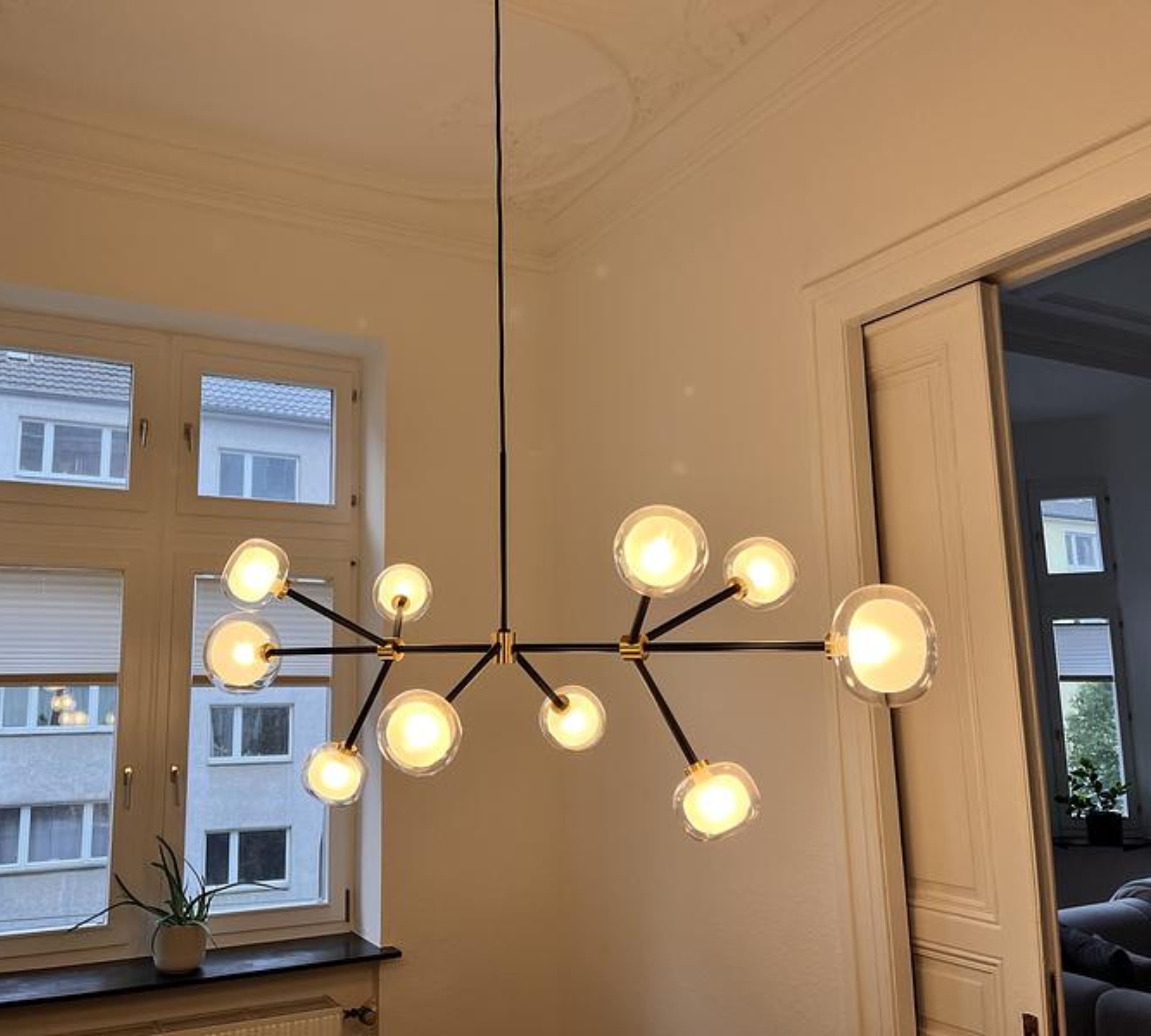 Nabila Pendelleuchte Dimmbar Glas Messing Schwarz