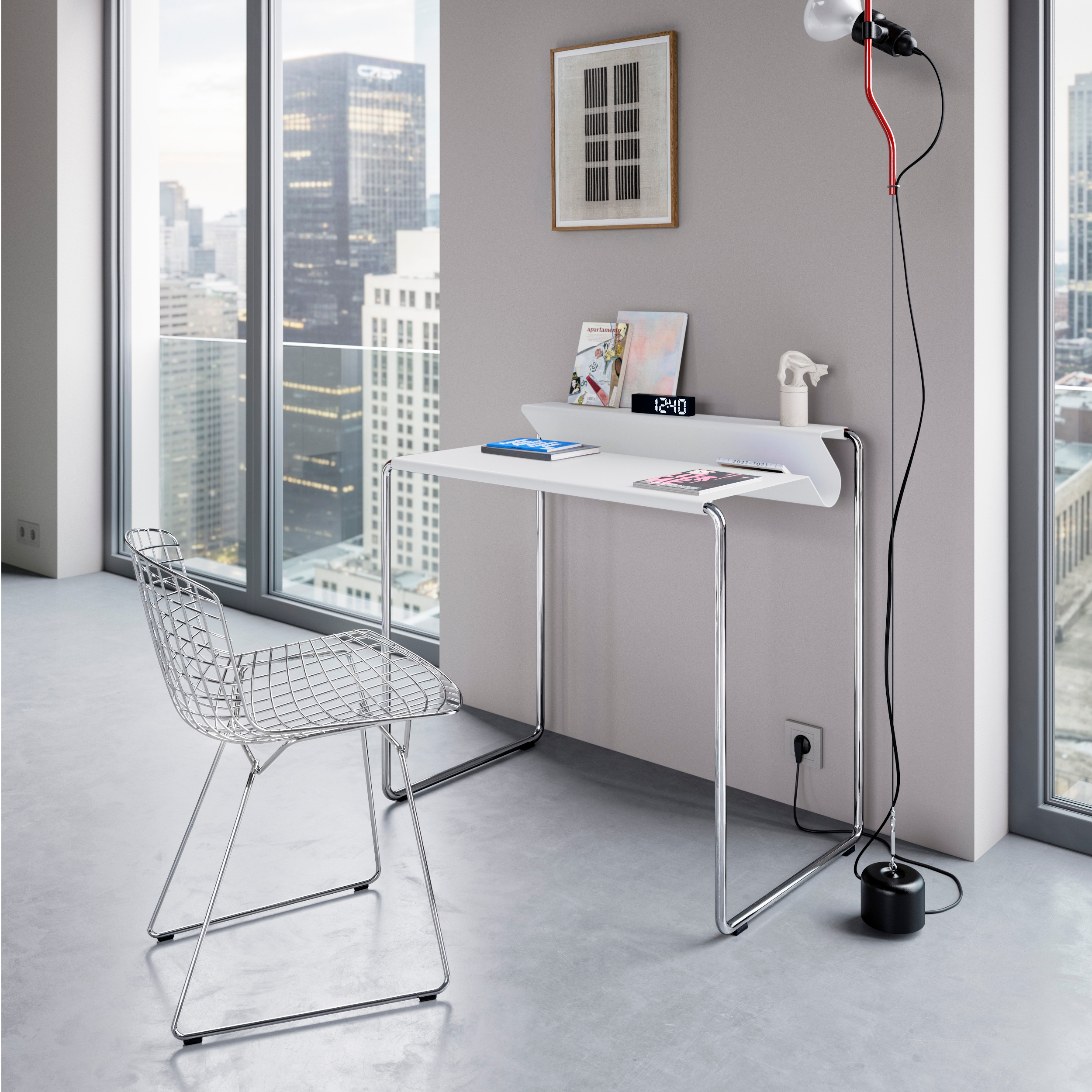 PS 07 Sekretär Stahl Signalweiß