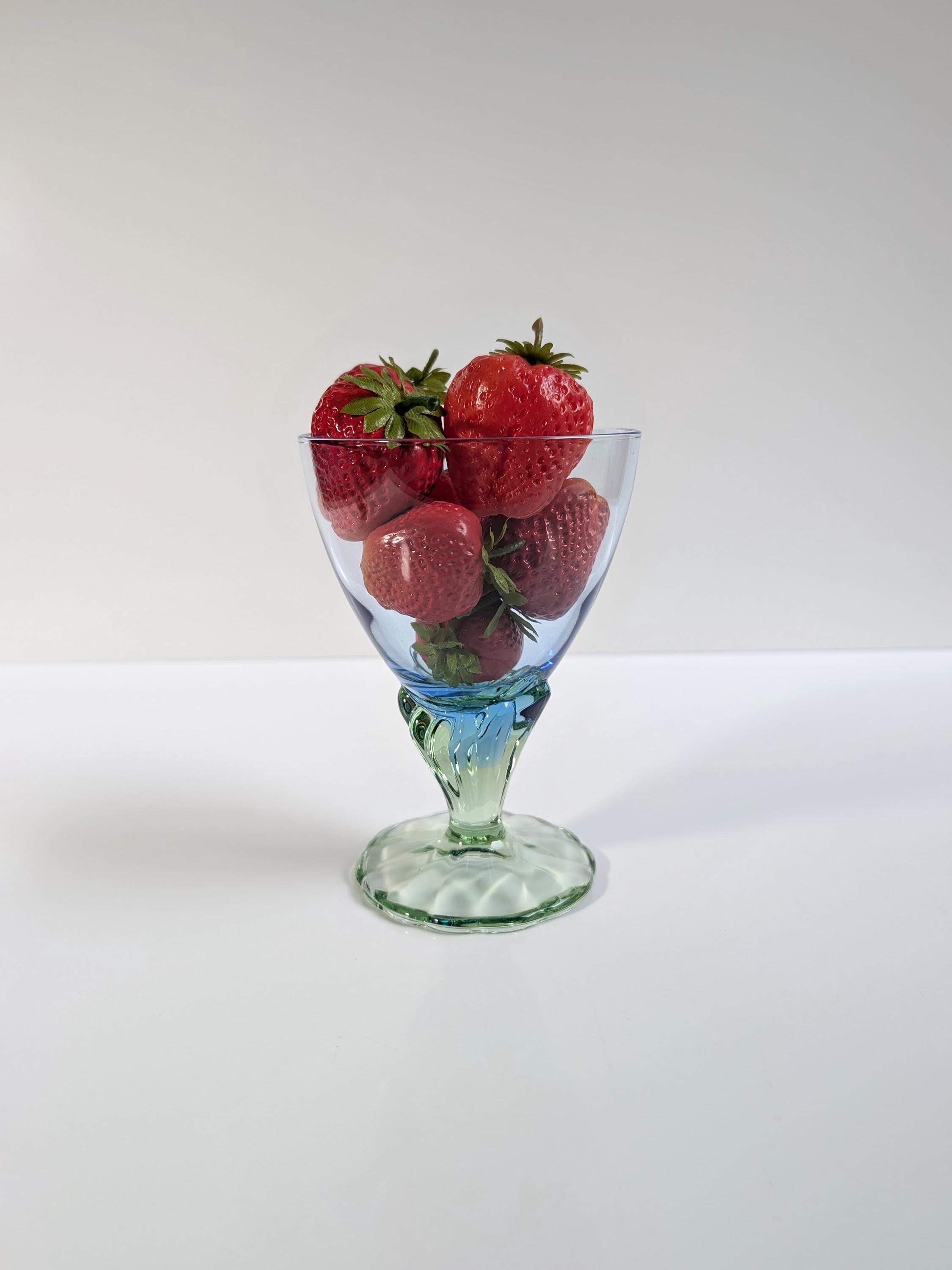 4x Vintage Glass Blue 1990s