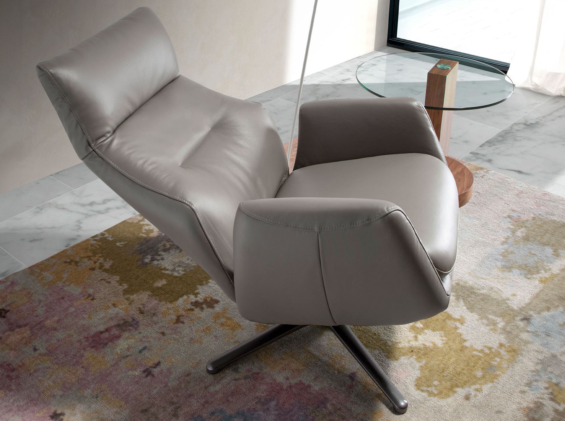 Sessel 5092 Drehbar Leder Grau