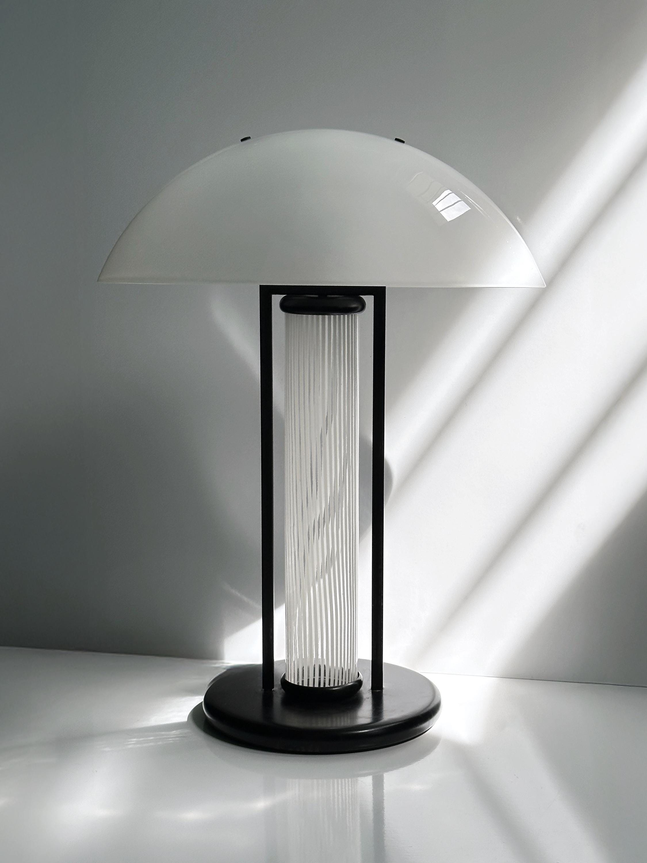 Vintage Bruno Gecchelin Table Lamp White 1980s