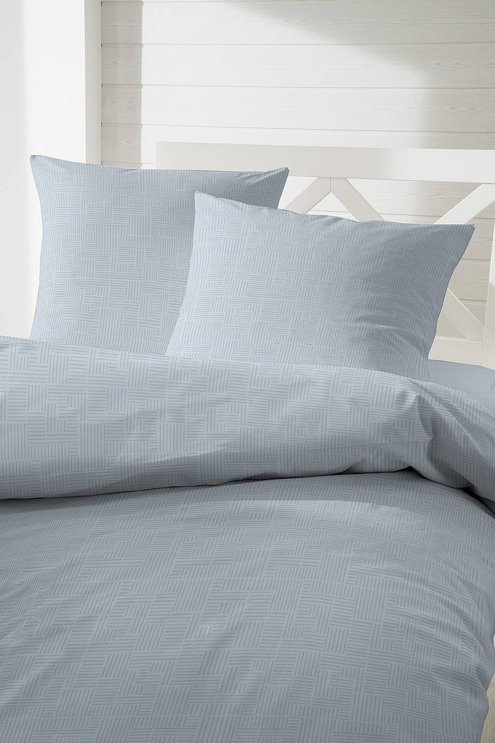 Mini Me Biber-Bettwäsche Baumwolle Weiß Grau 135x200cm