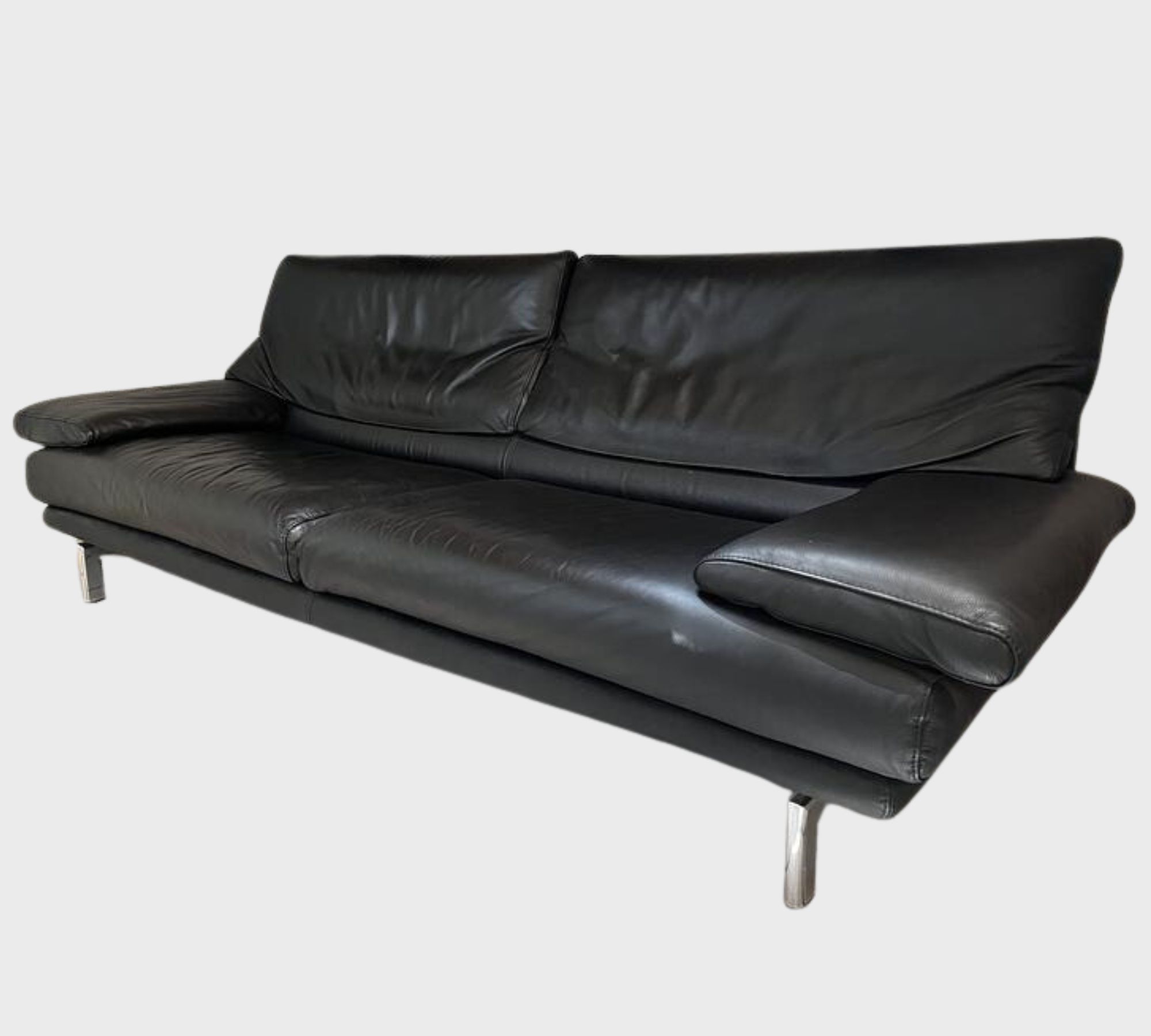 Sofa 2,5-Sitzer Leder Schwarz