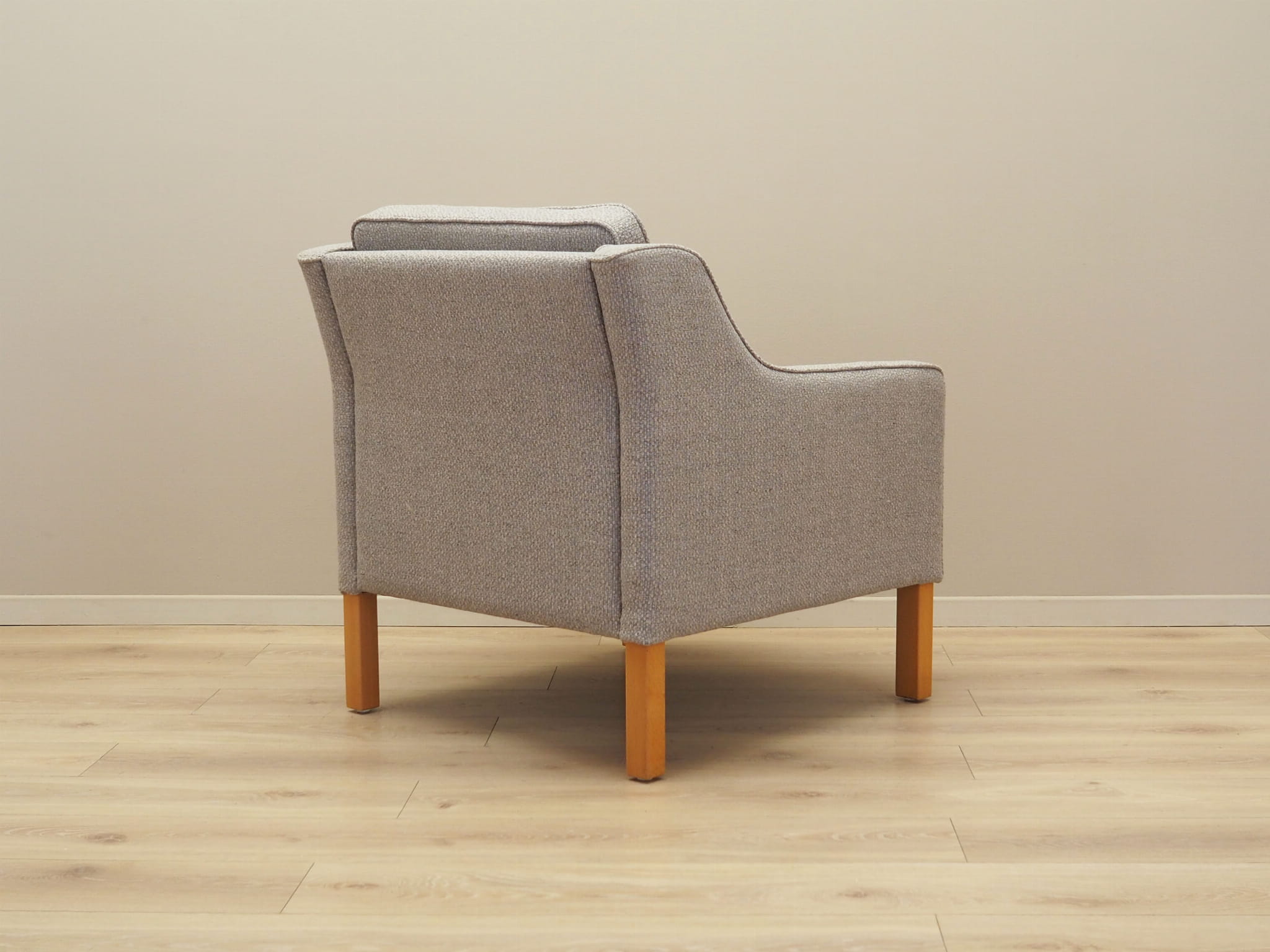 Vintage armchair beech wood textile grey 1970s