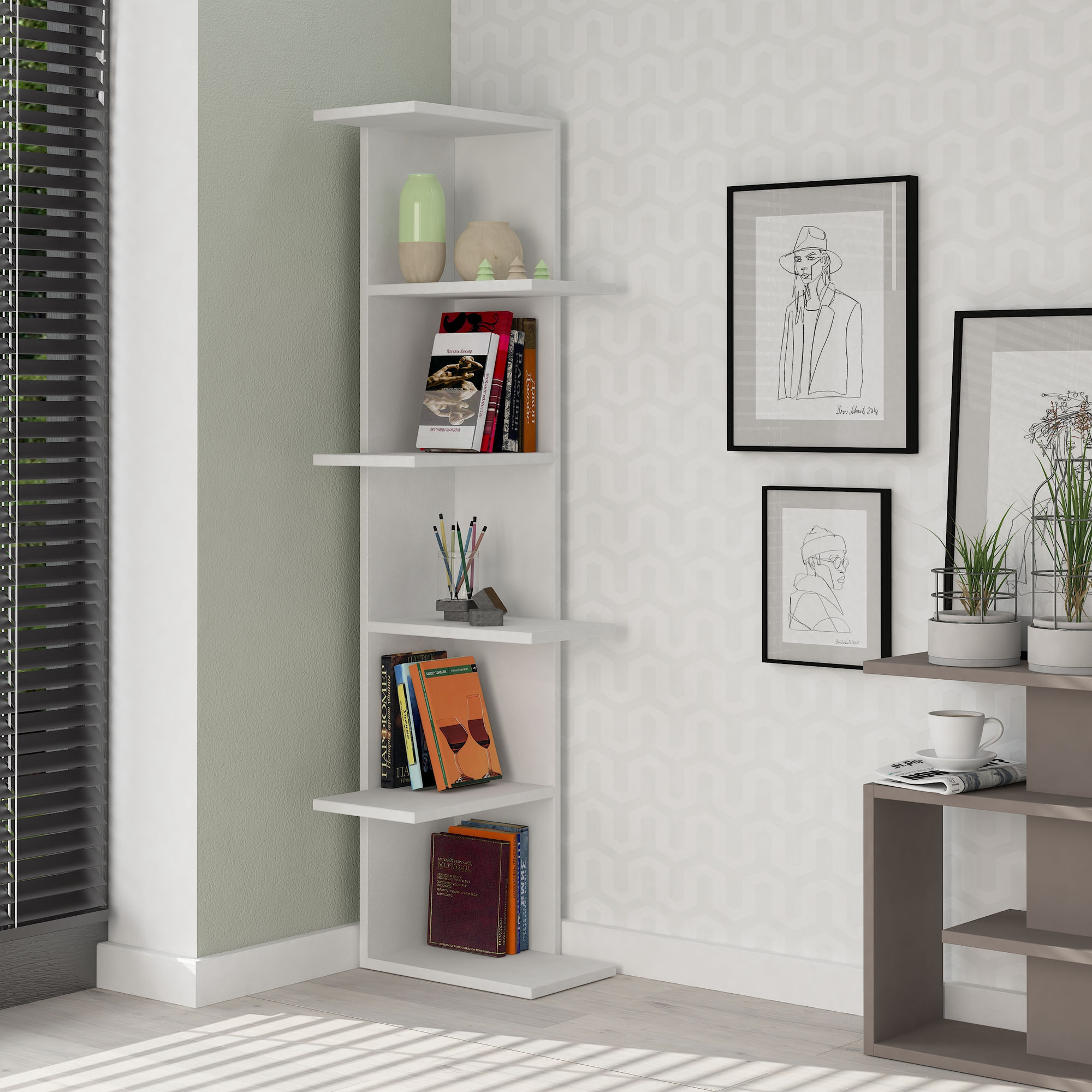 Saso Bookshelf Wood veneer White
