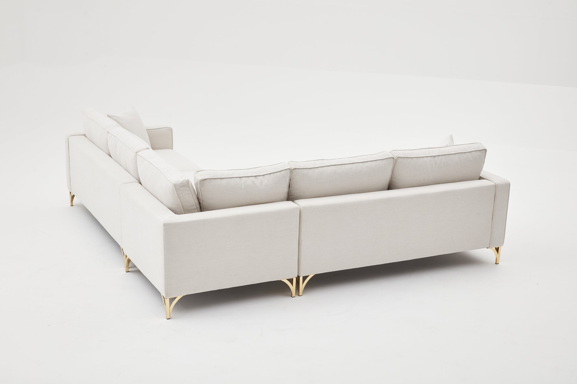 Lima Ecksofa 4-Sitzer Creme mit goldenen Beinen