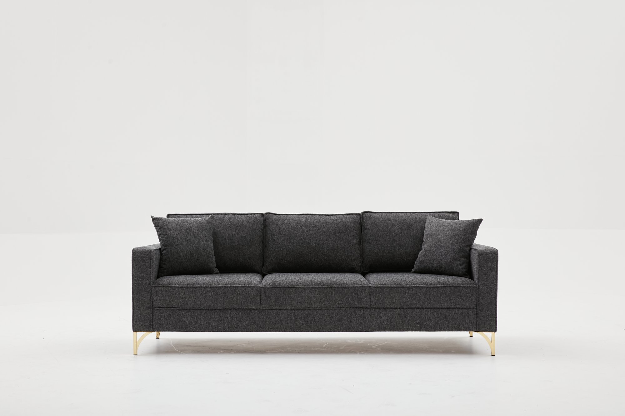 Lima Sofa 3-Sitzer Anthrazit mit goldenen Beinen