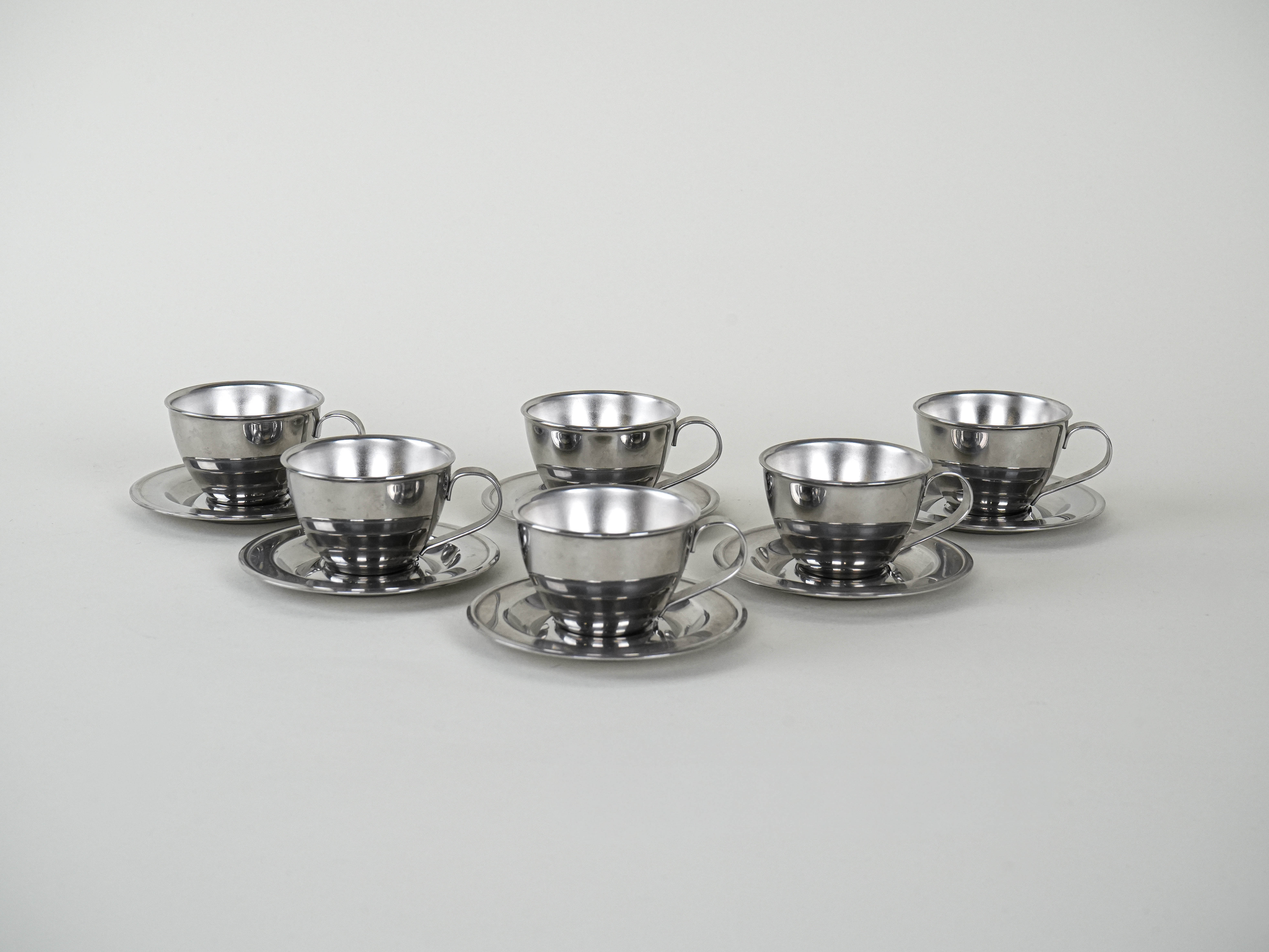 Edelstahlbecher-Set Silber 1980er Jahre