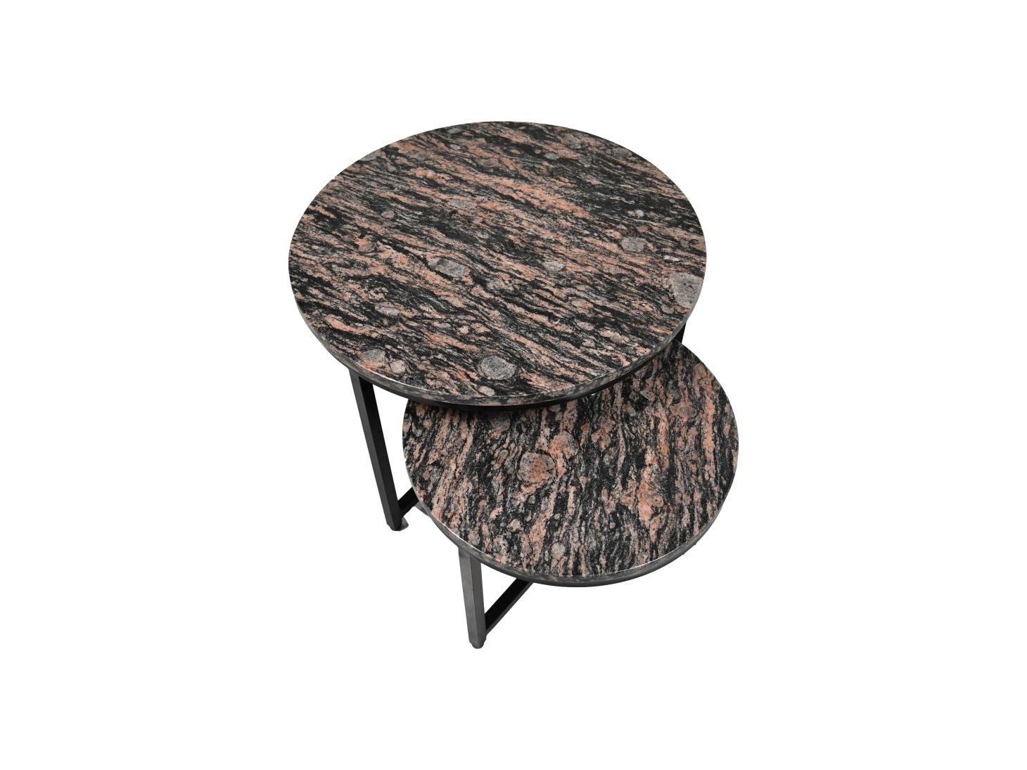 2x Runder Beistelltisch Marmor Metall