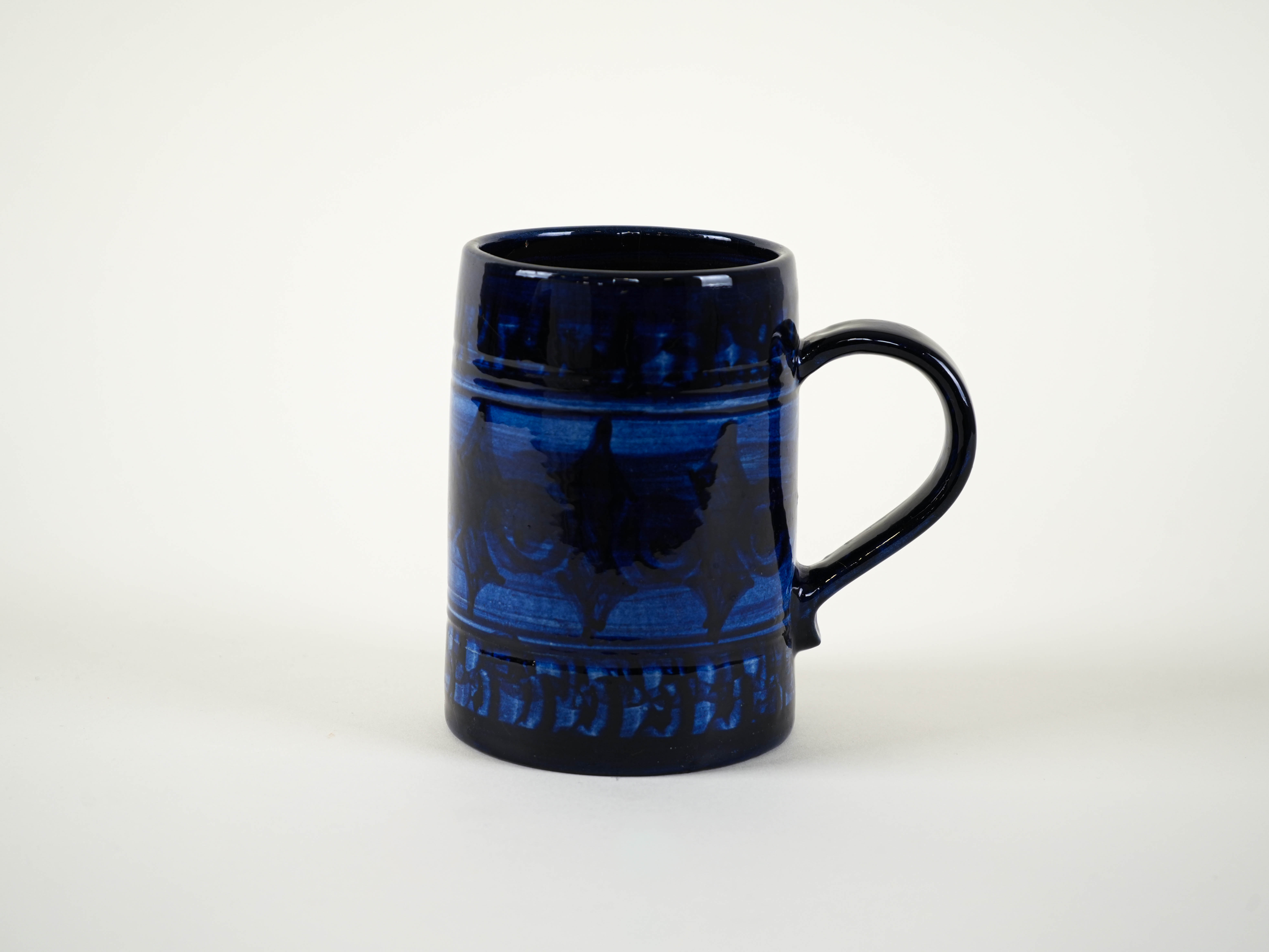 Dark blue ceramic pitcher 1970s