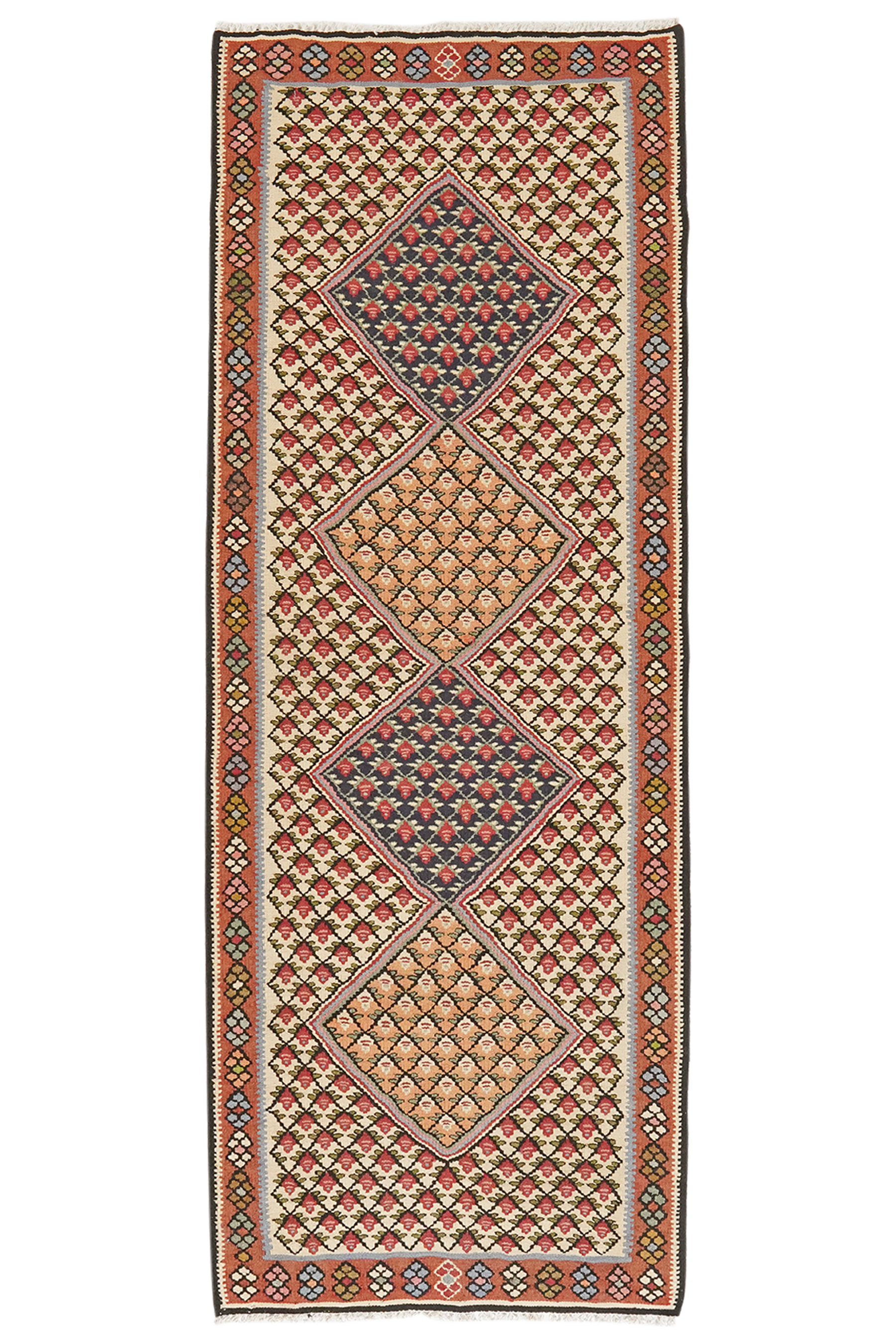 Kilim Senneh Teppich Braun