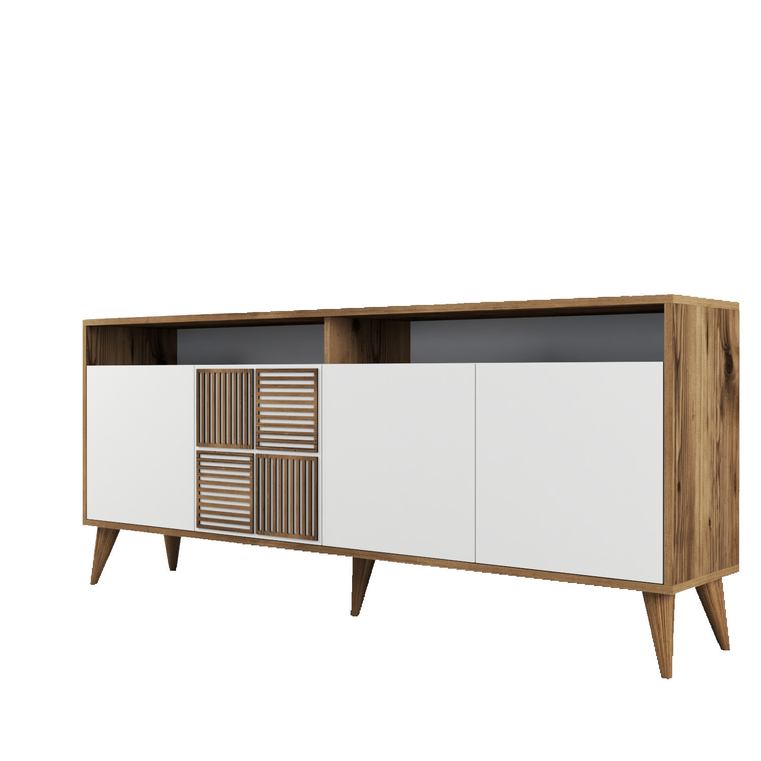 Milan Sideboard Walnussbraun Weiß 180cm