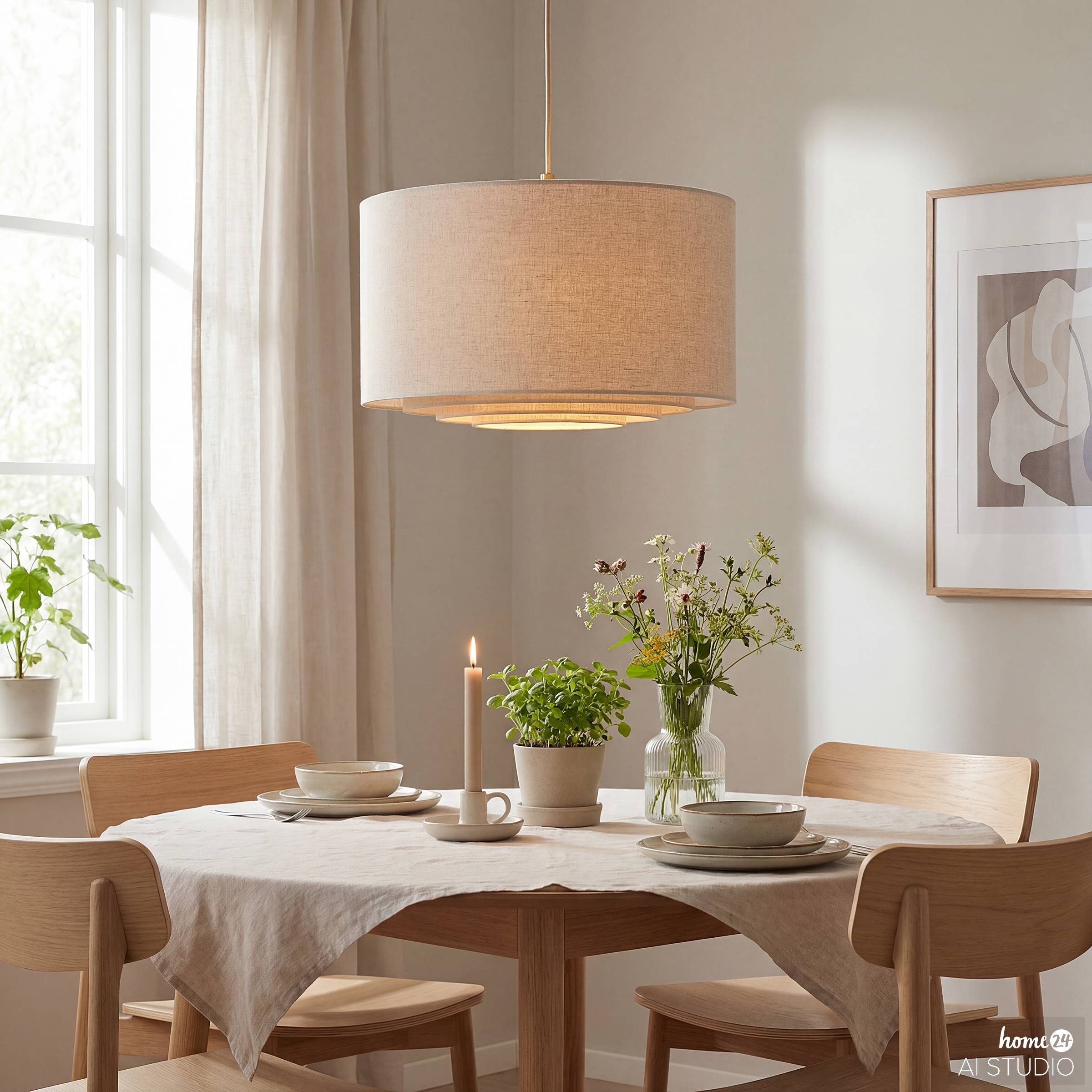 Xelto Pendelleuchte 1-flammig Leinen Eisen 