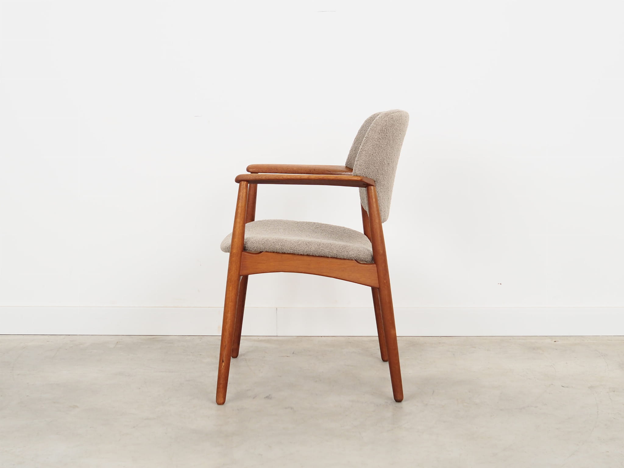 Vintage Chair Teak Wood Textile Grey 1960s