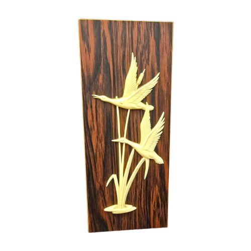 Vintage Wandbild Holz Kunststoff Creme