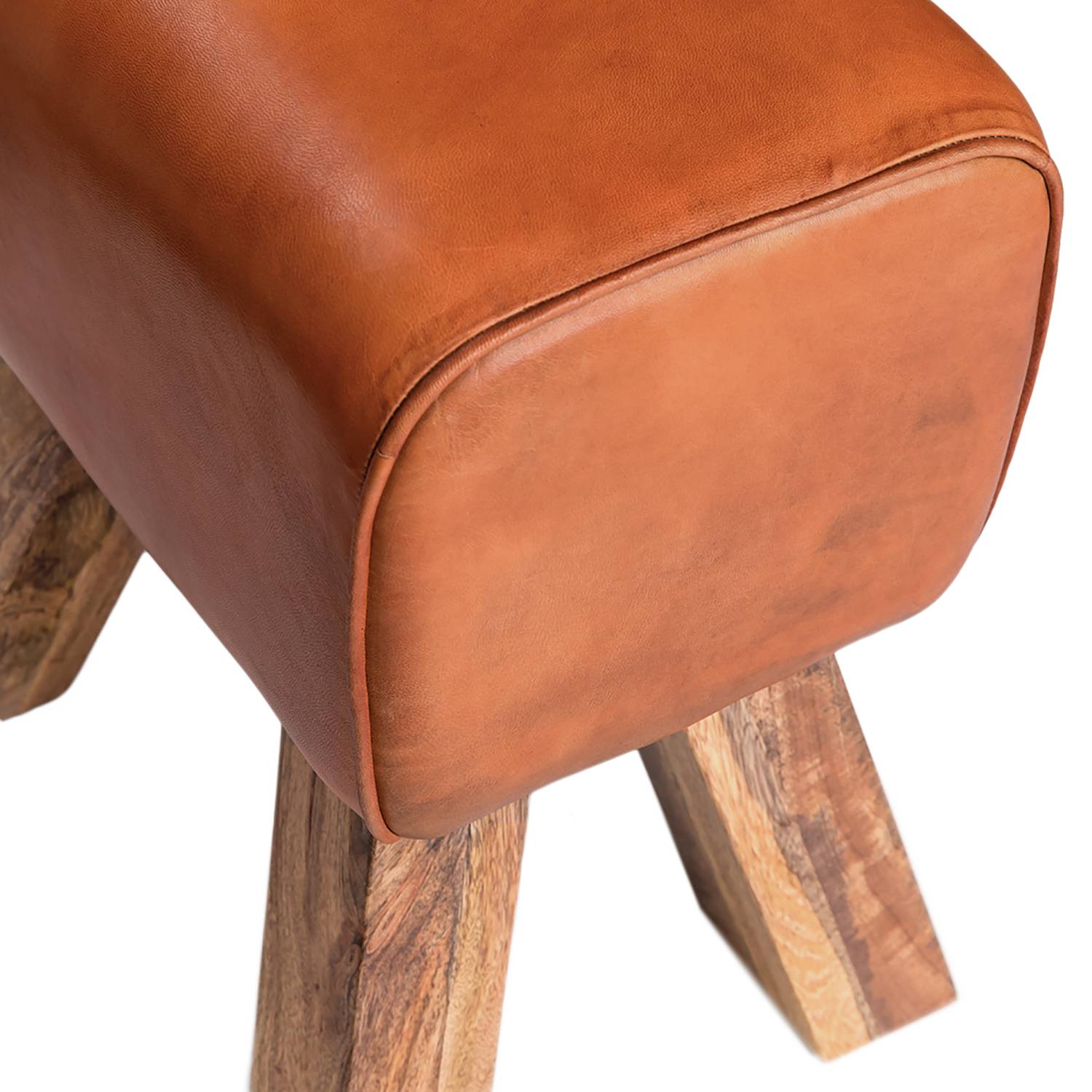 Vilas II Garderobenbank Echtleder Mangoholz