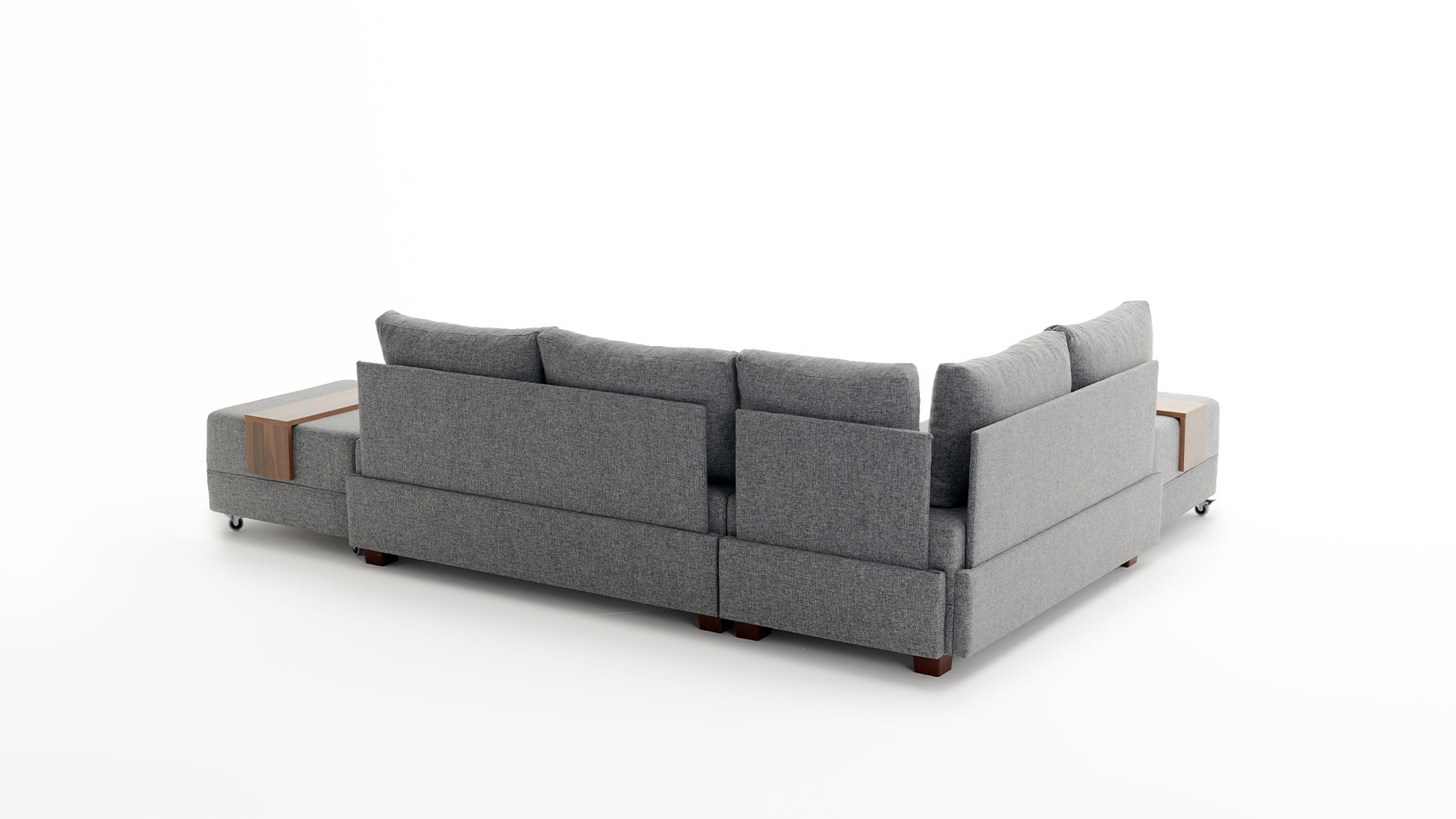 Schlafsofa Récamiere Links Polyester Holz Grau