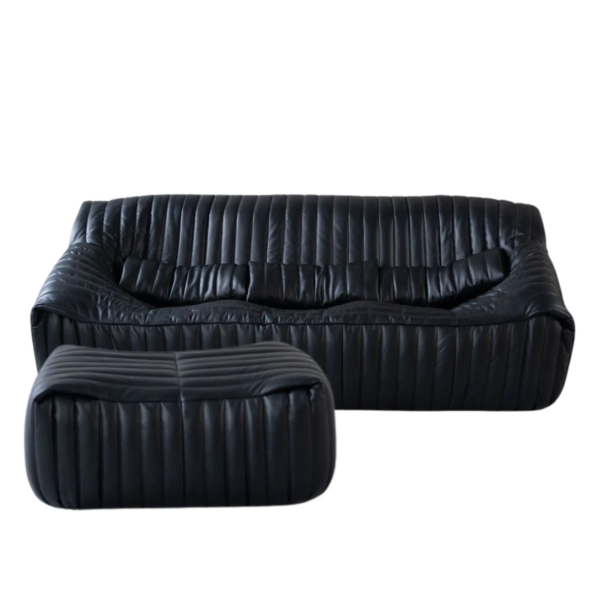 Sandra Lounge Set 2-tlg. Madras-Leder Schwarz