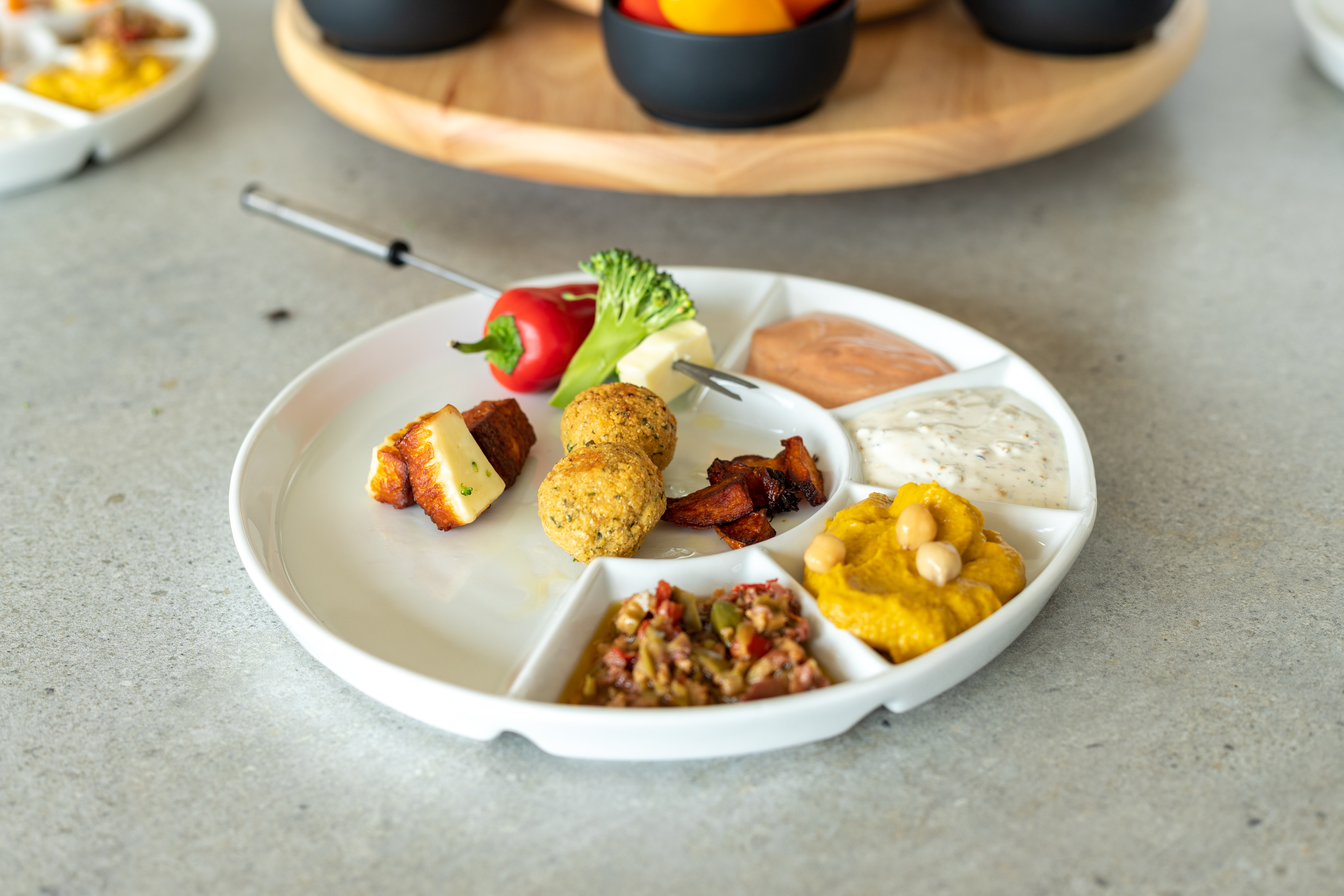 4x Fondueteller Cascatas Porzellan Weiß