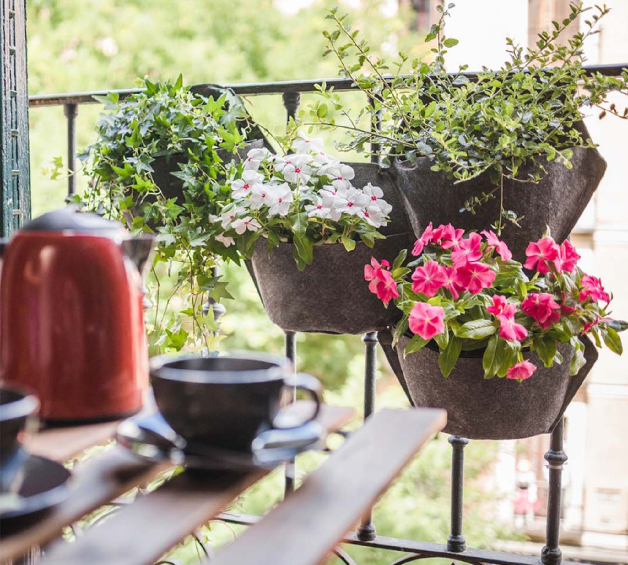 3x Wall-planter Gray textile cover