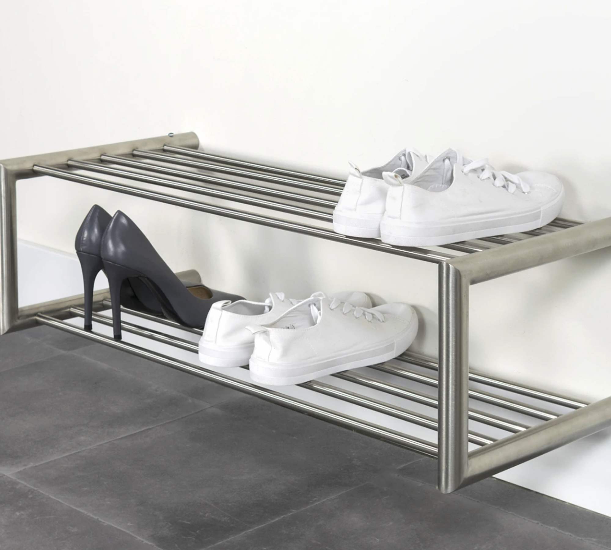 Schuhregal Metall Silber