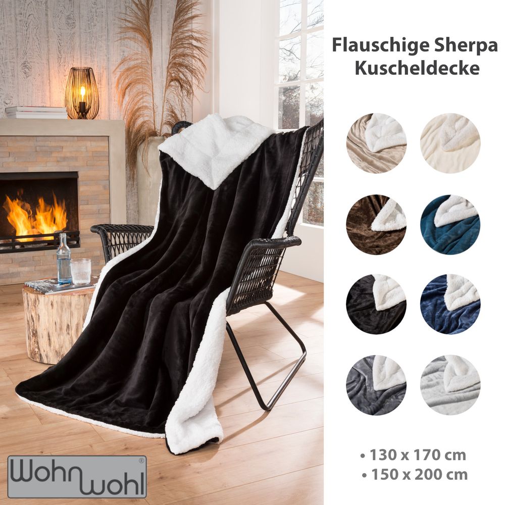Wohndecke Sherpa Schwarz-Weiß