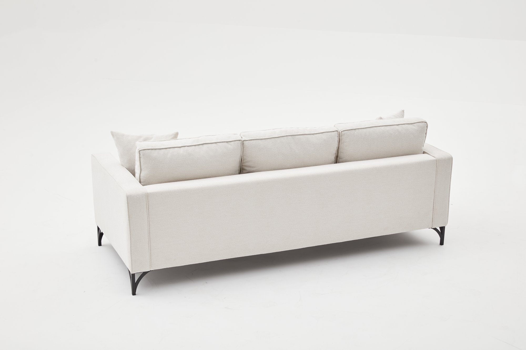 Lima Sofa 3-Sitzer Creme mit schwarzen Beinen