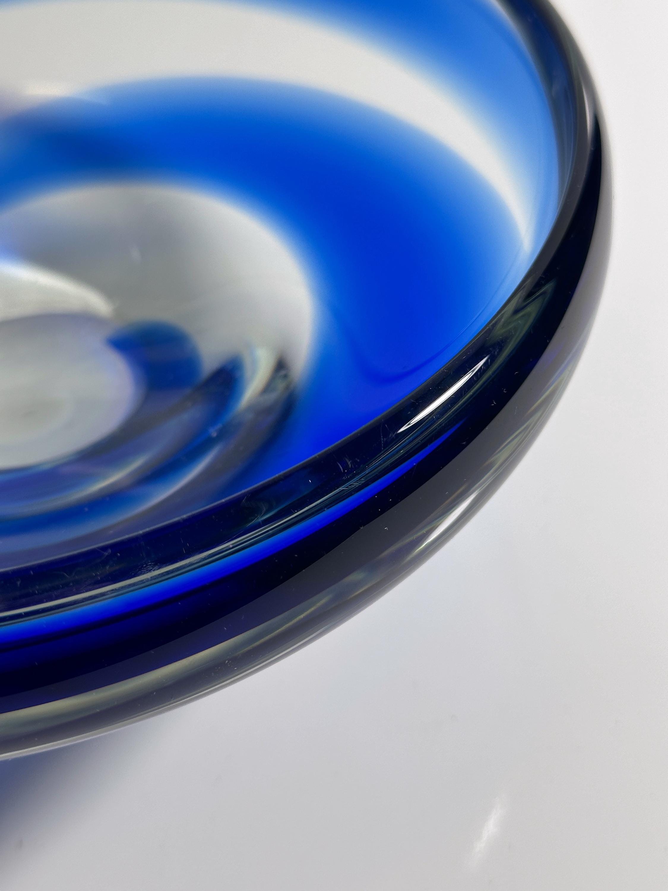 Vintage Schale Glas Blau 1970er Jahre