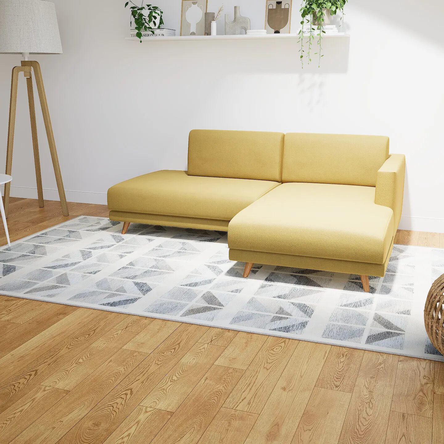 Tyme Ecksofa Strukturgewebe Senfgelb