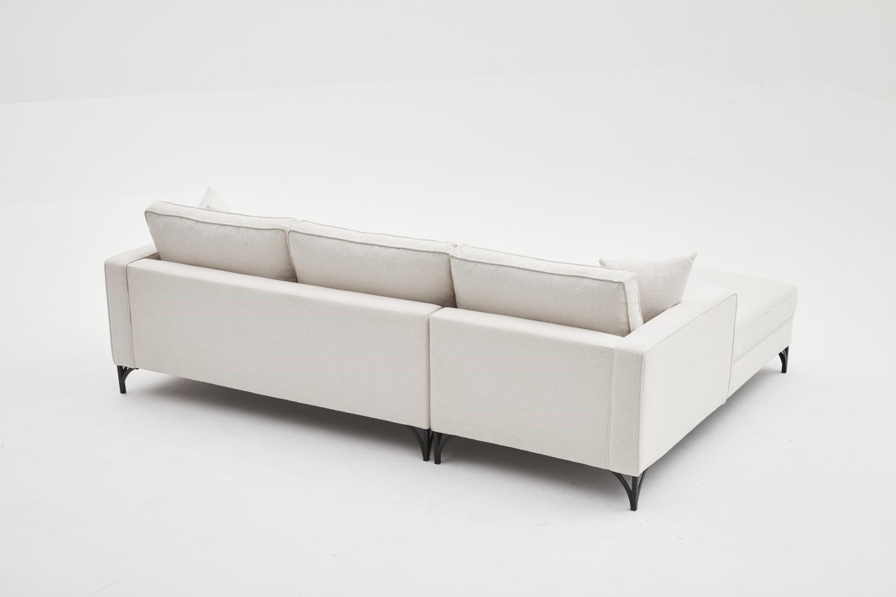 Lima Sofa Récmaiere Links Creme mit schwarzen Beinen